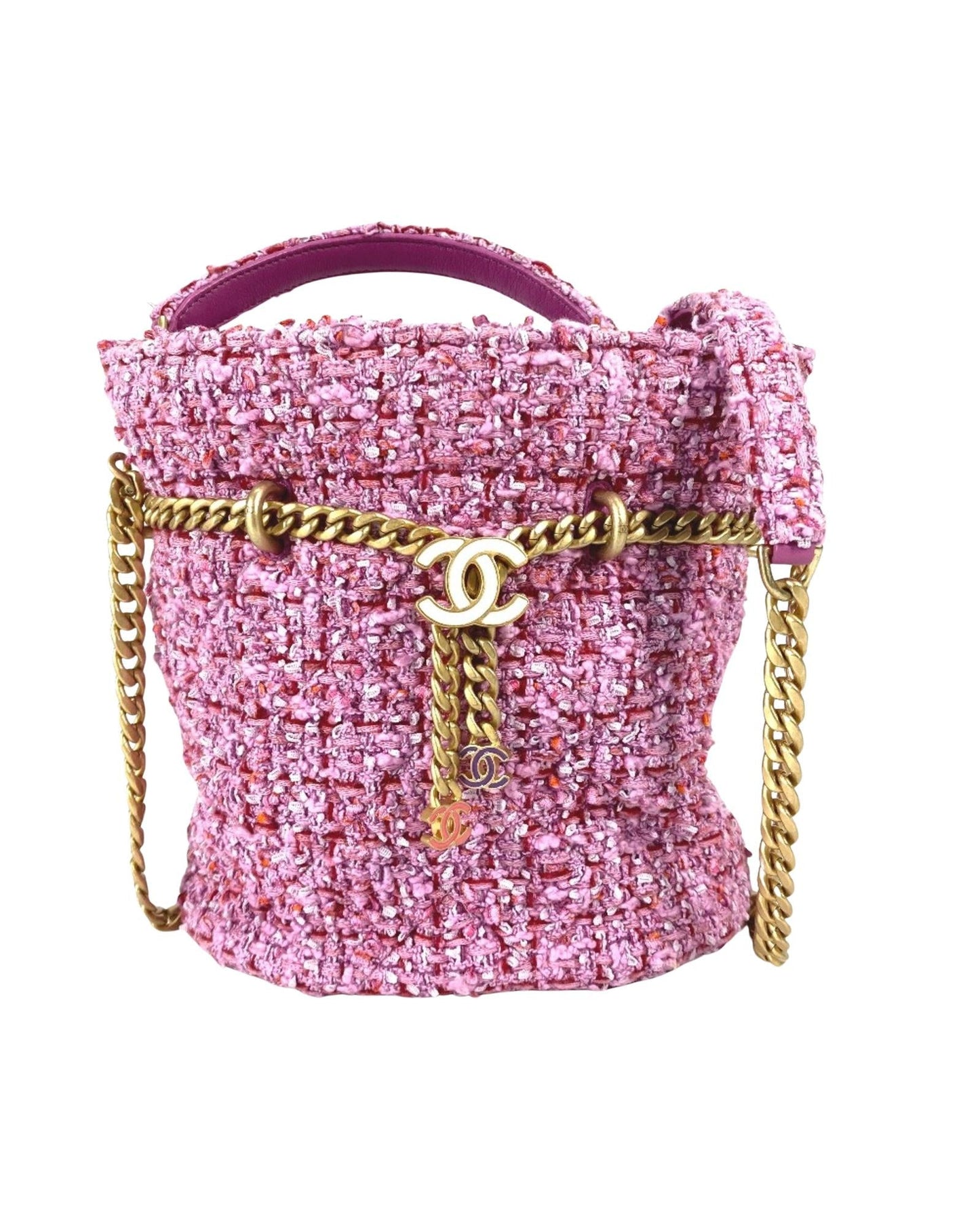 Chanel Tweed Bucket Bag Pink Tweed Model