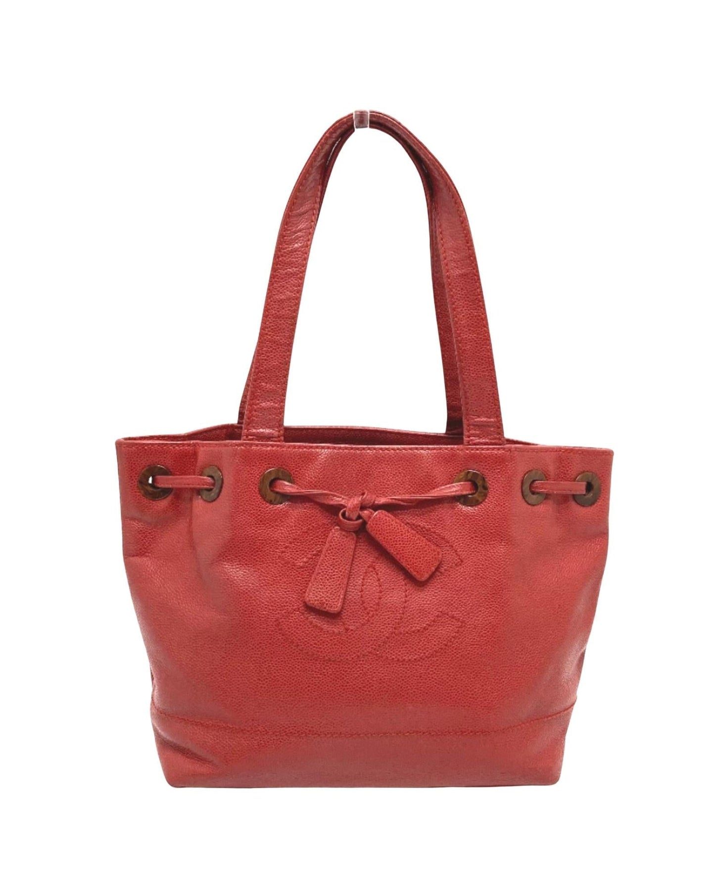Chanel Red Caviar Leather Tote Bag