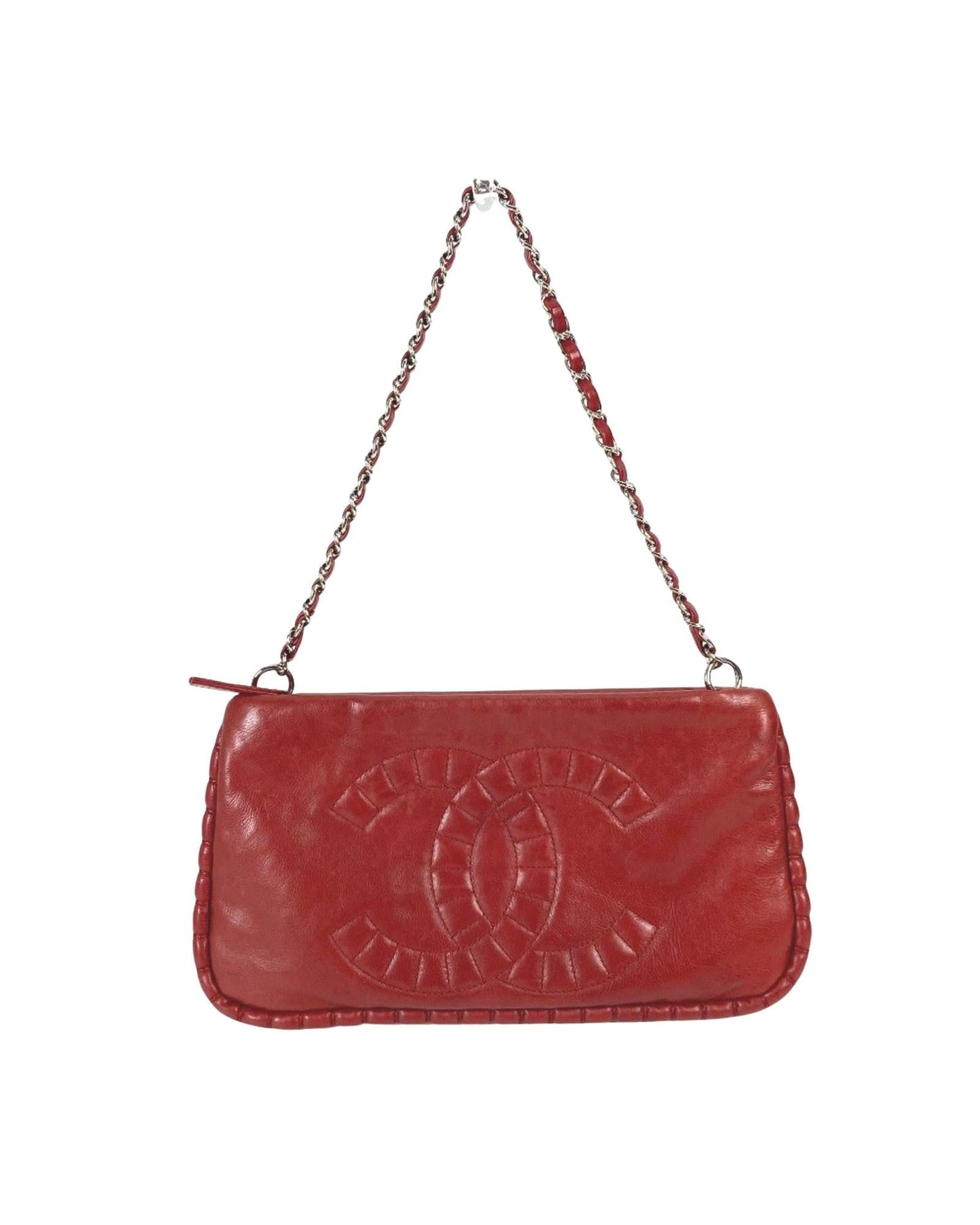 Chanel Classic Quilted Chain Bag  Red Leather