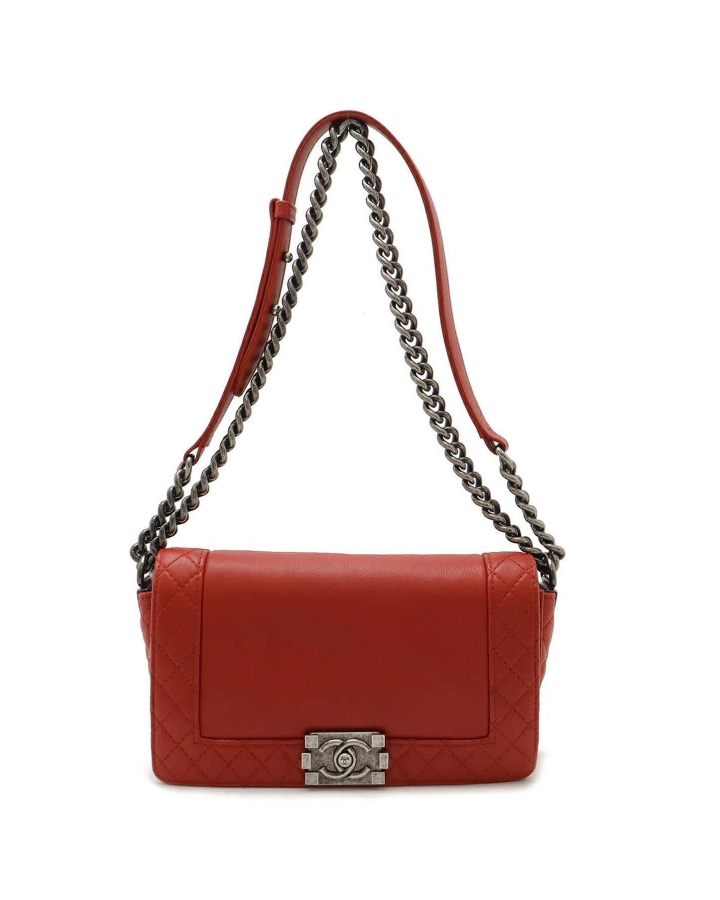 Chanel Boy Chanel Shoulder Bag Red Lambskin