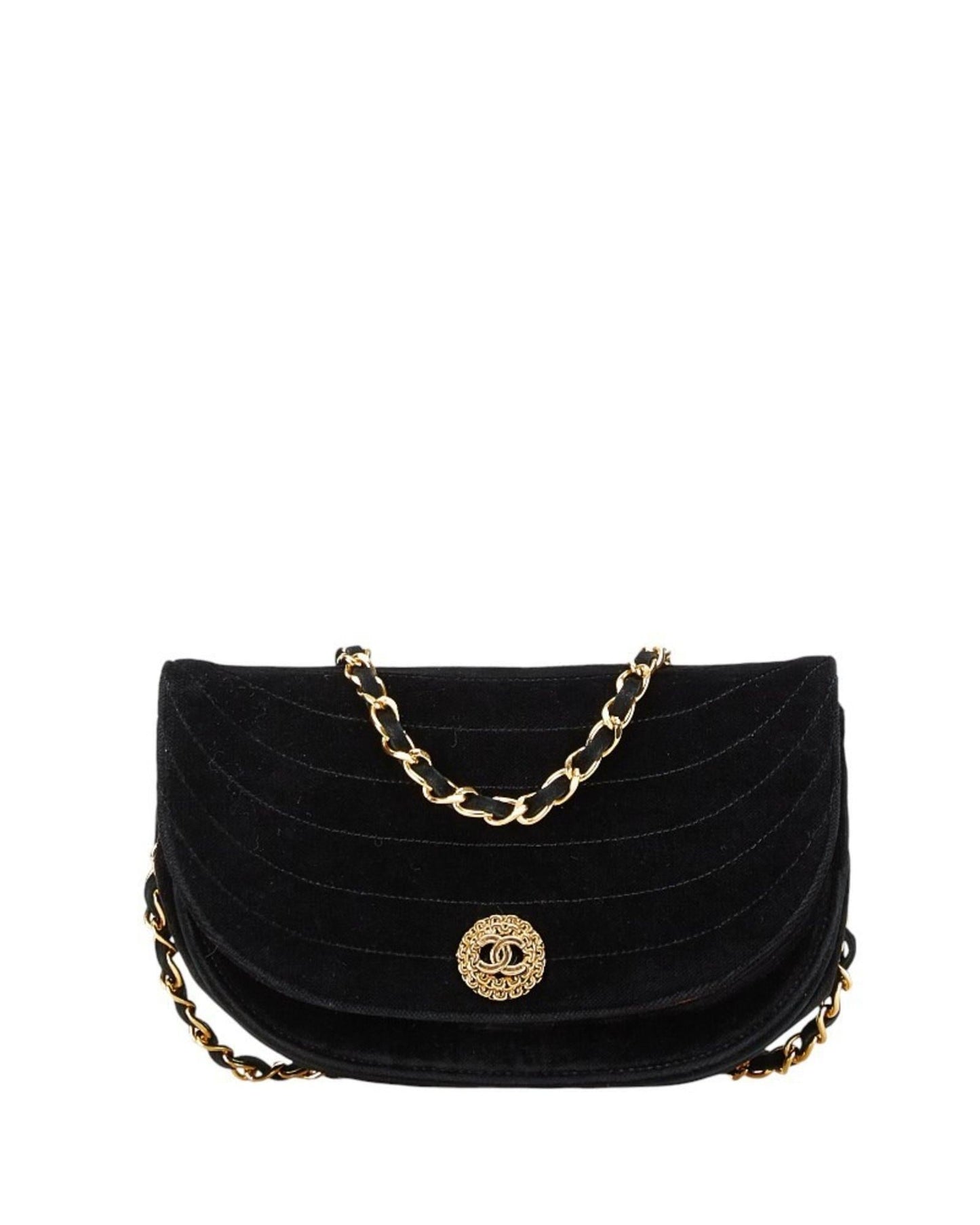 Chanel Velvet Quilted Shoulder Bag Classic Flap