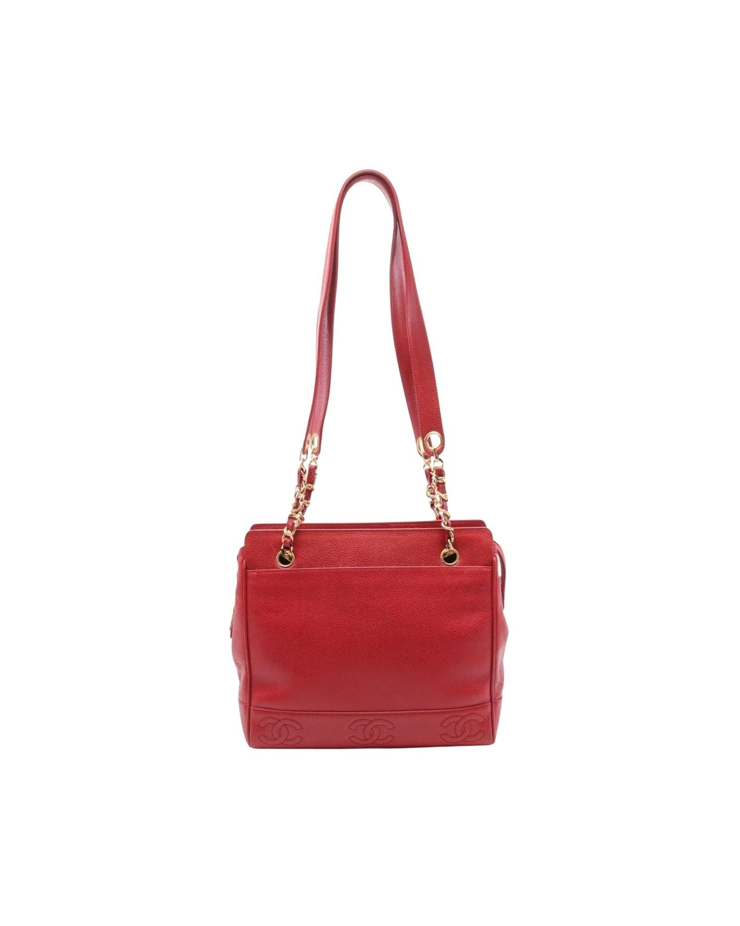 Chanel Red Caviar Leather Shoulder Bag