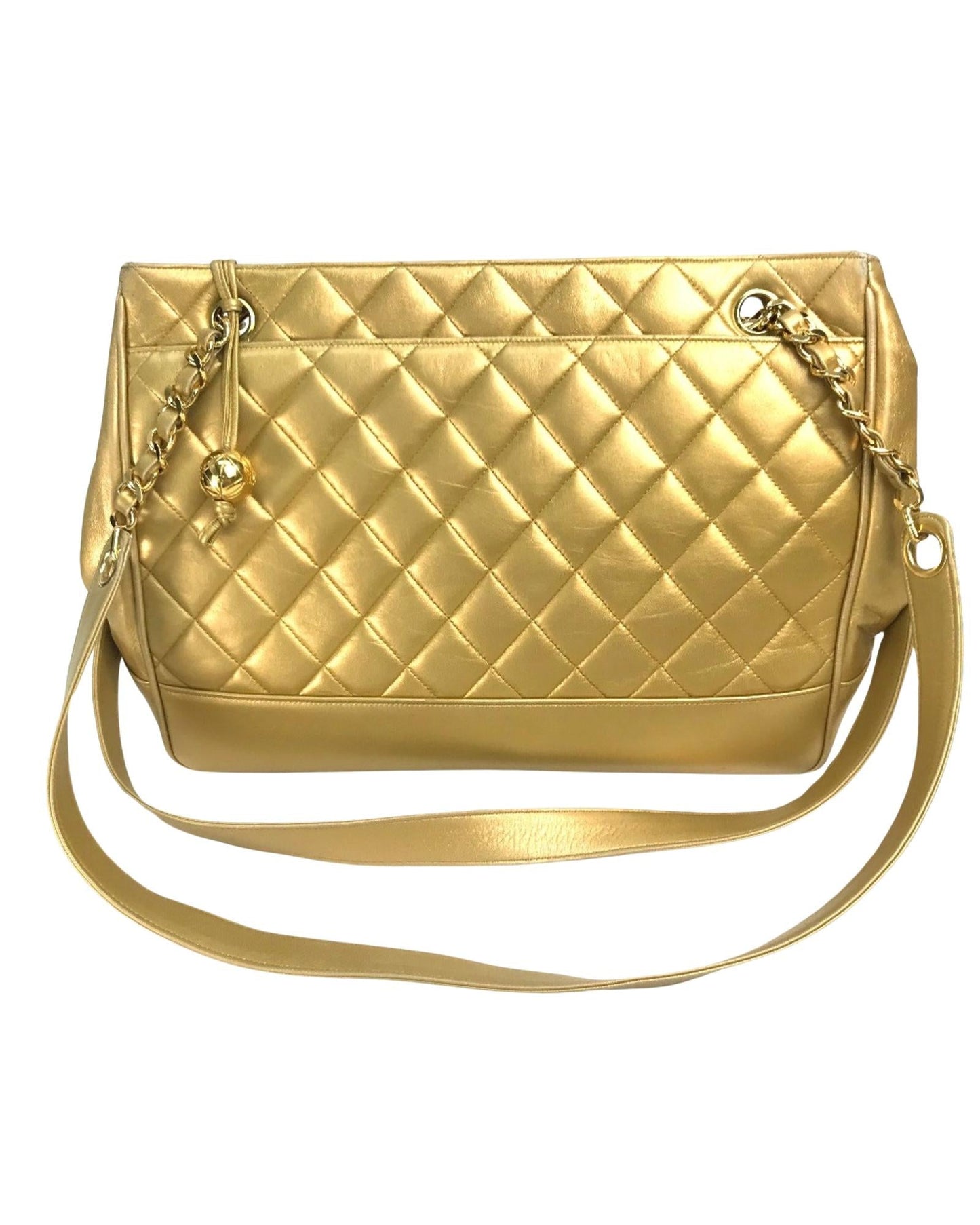 Chanel Classic Quilted Gold Leather Shoulder Bag
