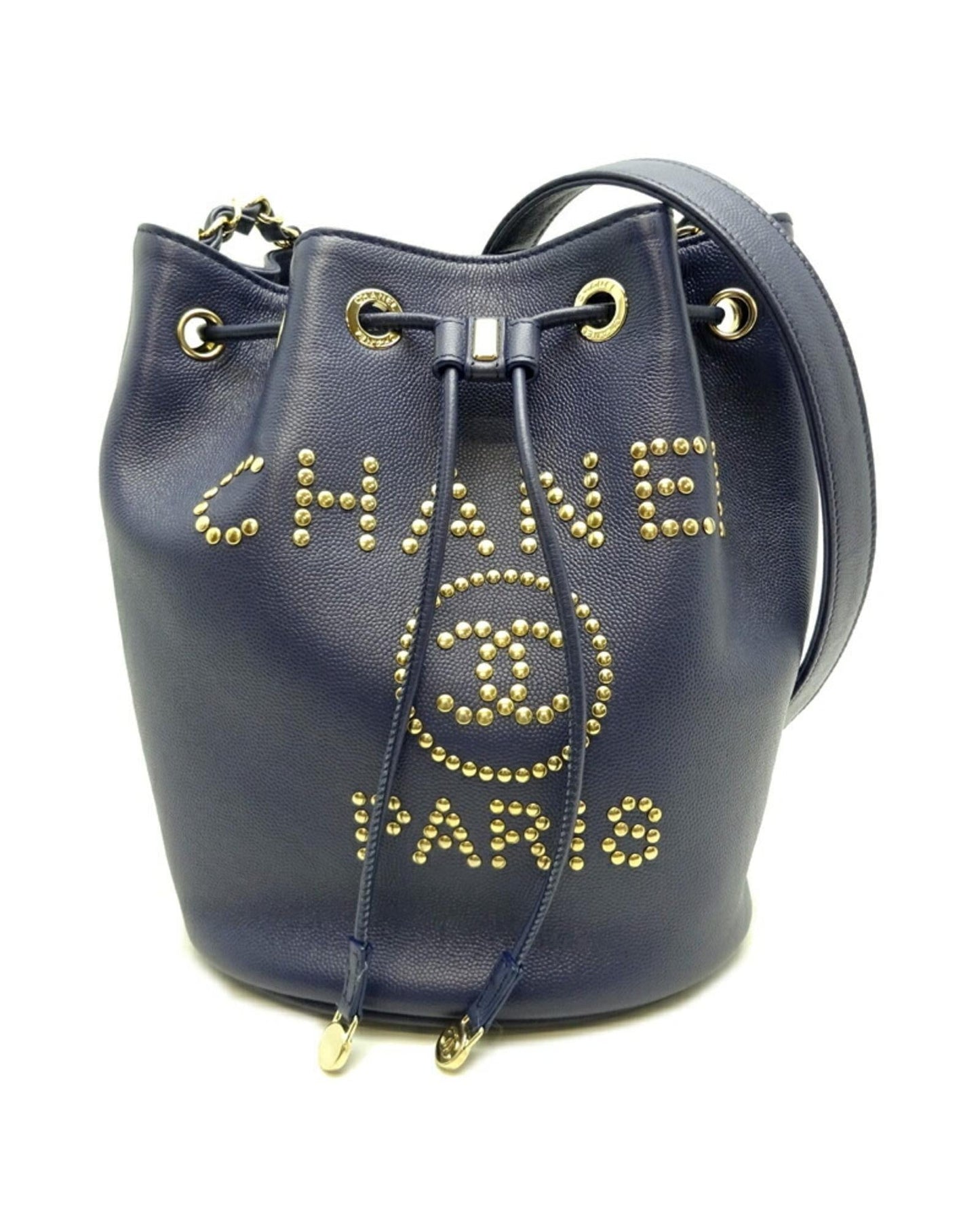 Chanel tudded Bucket Bag Dark Blue