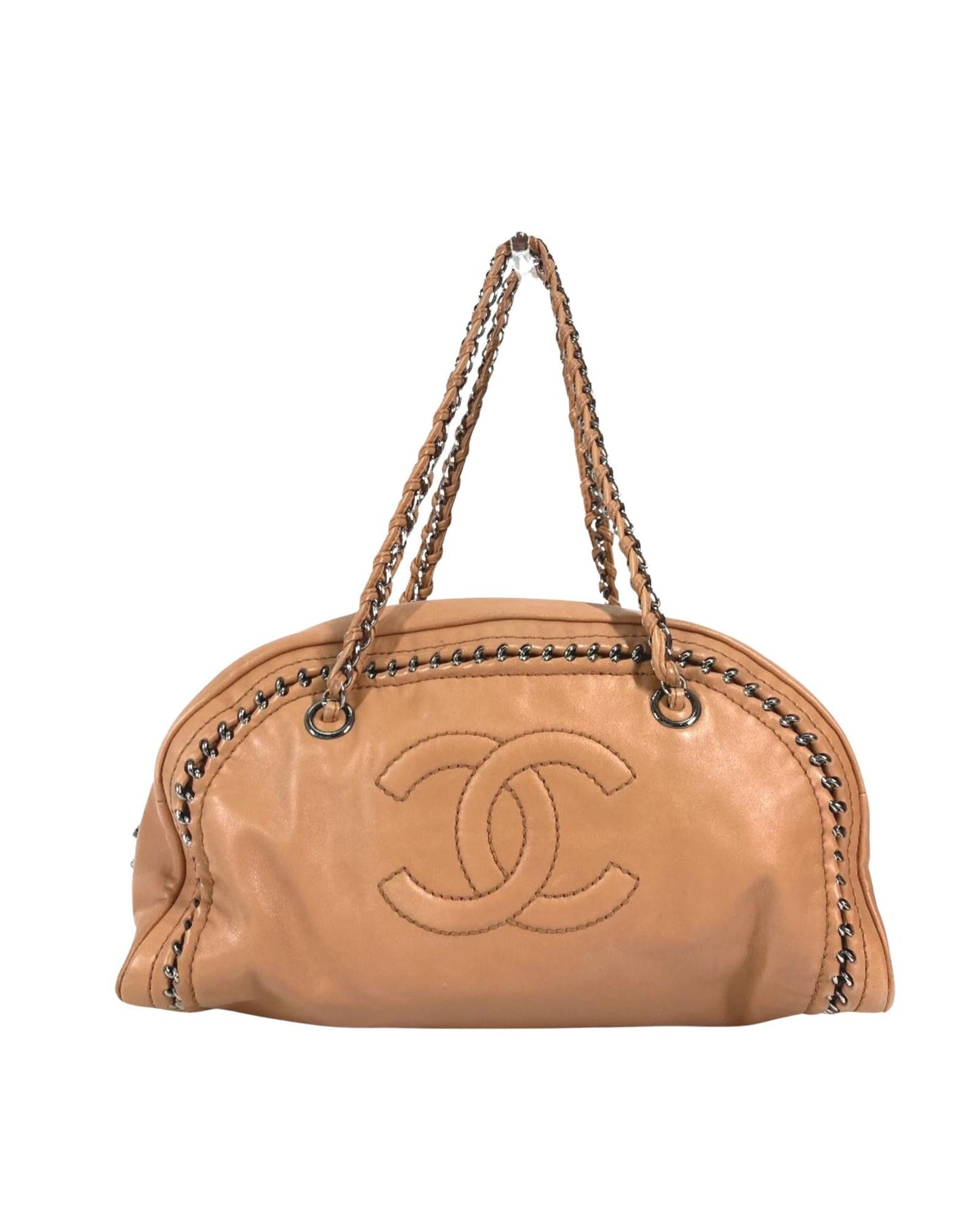 Chanel Calfskin Quilted Leather Shoulder Bag Chain Trim