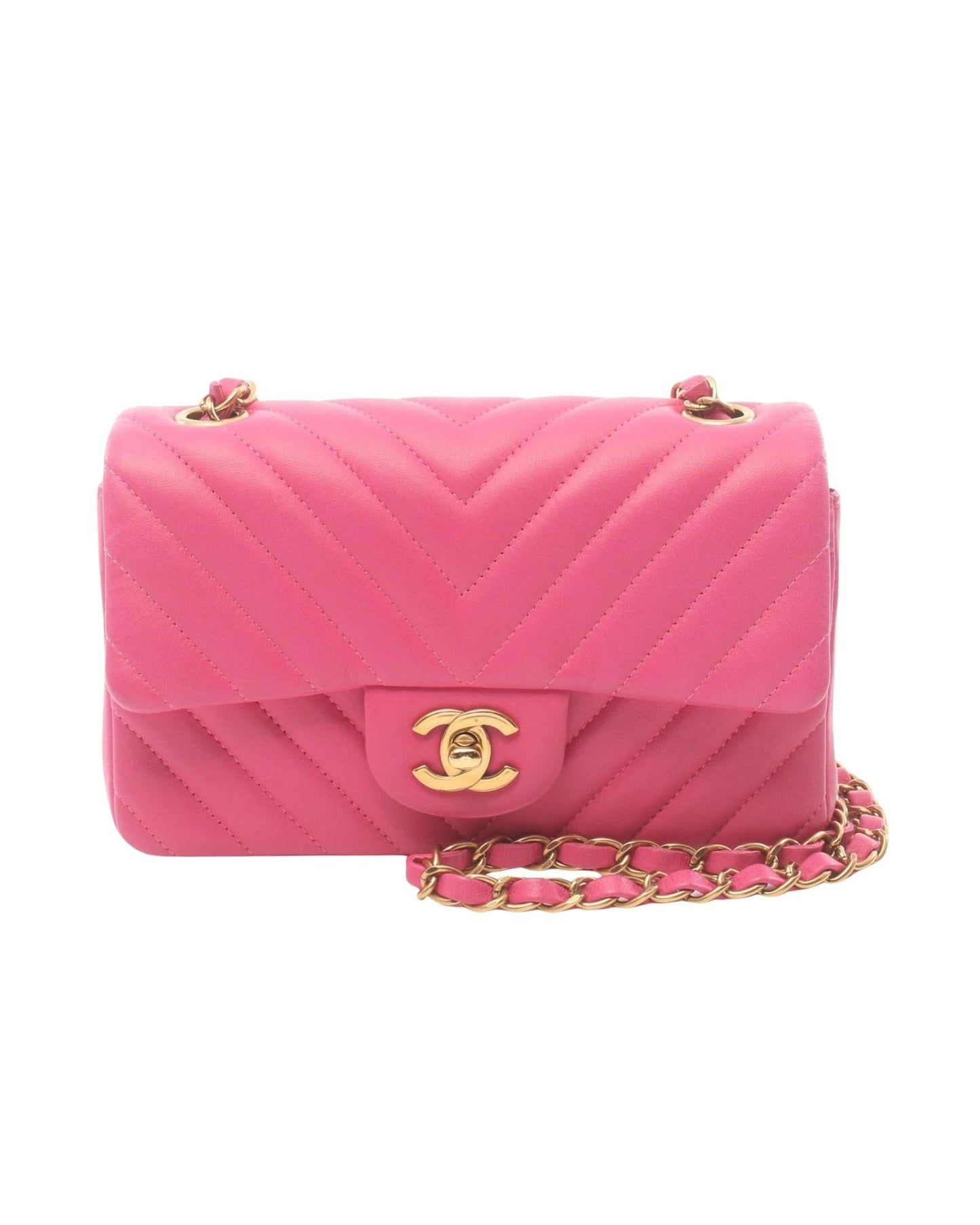 Chanel Mini Chevron Flap Bag Pink