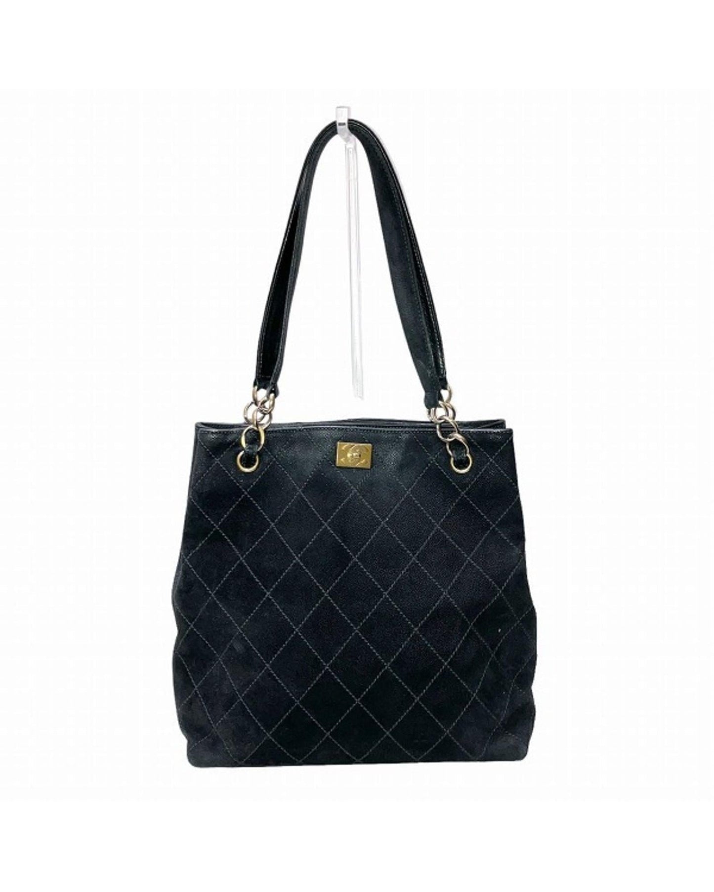 Chanel Classic Quilted Tote Suede Shoulder Bag