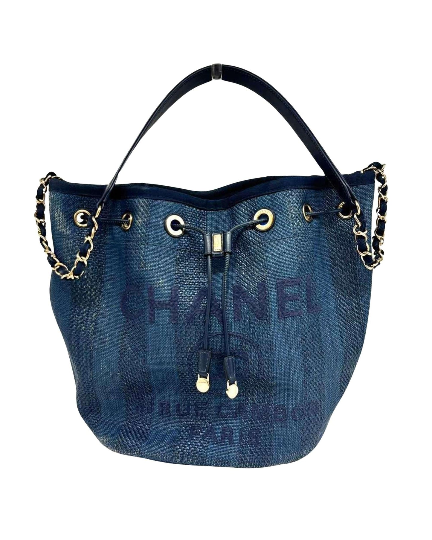 Chanel Denim Bucket Bag Drawstring Style