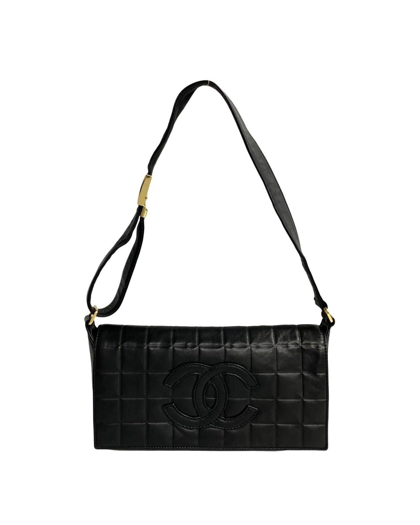 Chanel Quilted Leather Shoulder Bag Black Lambskin