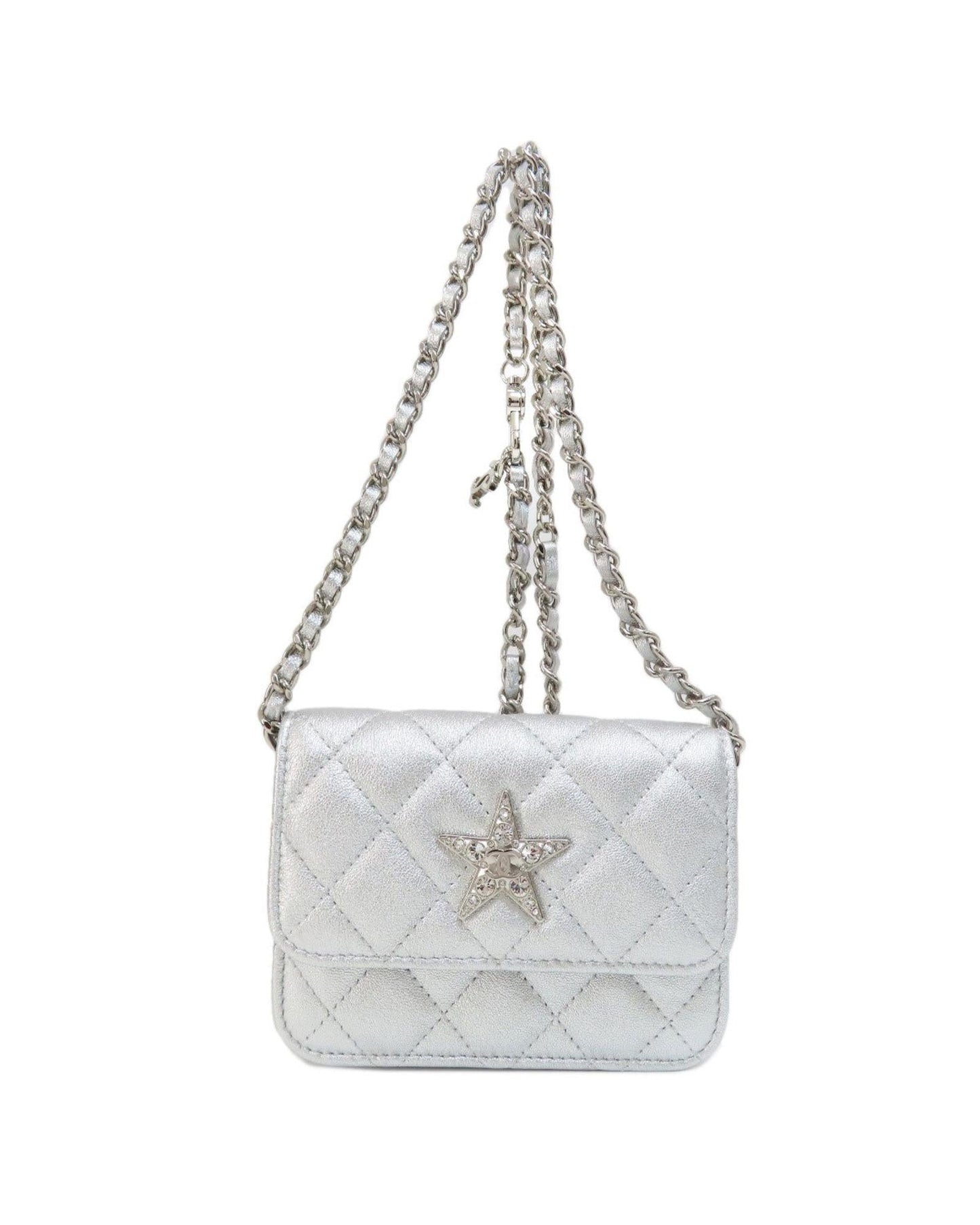 Chanel Quilted Star Silver Chain Bag