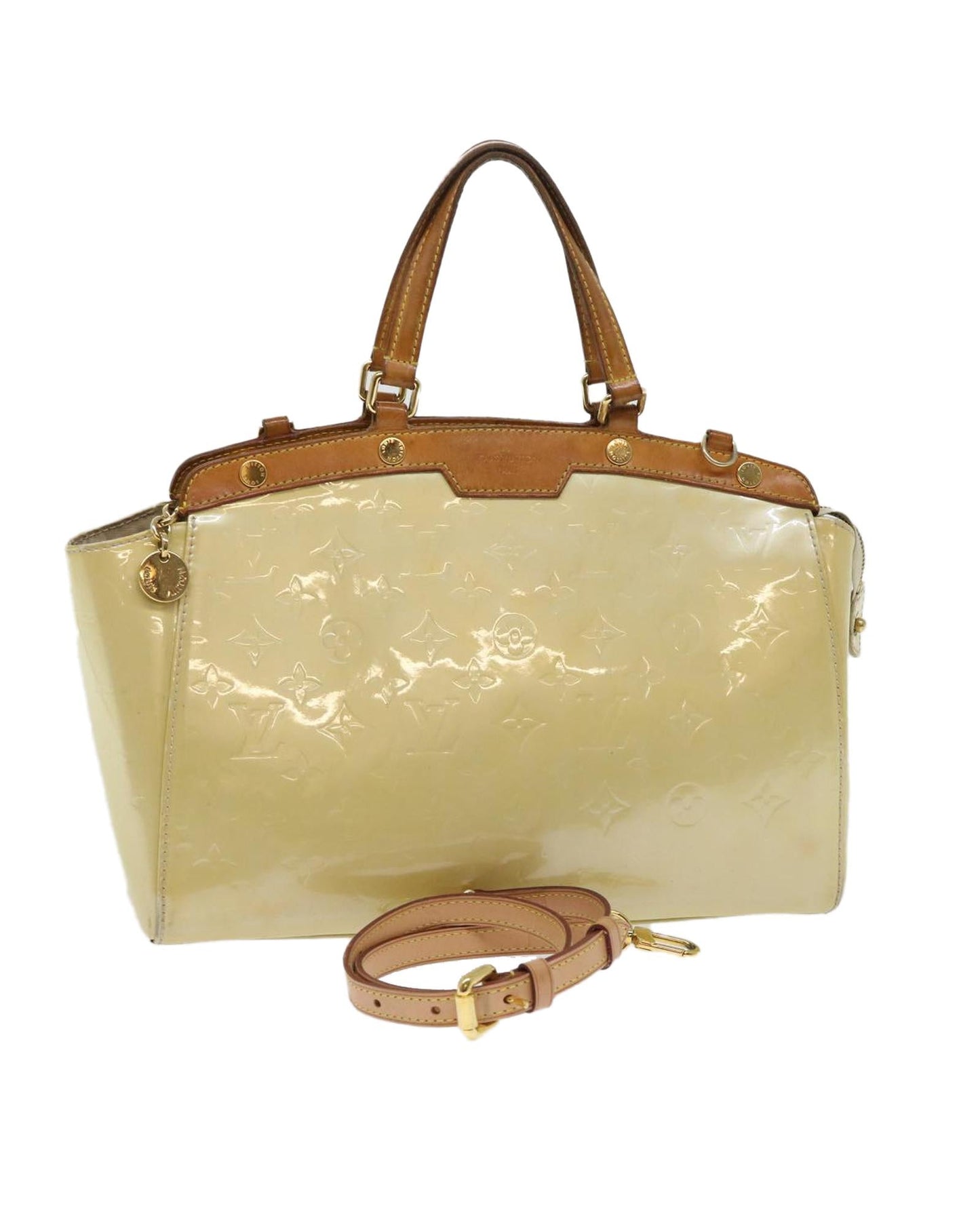 Sophisticated Beige Patent Leather Handbag