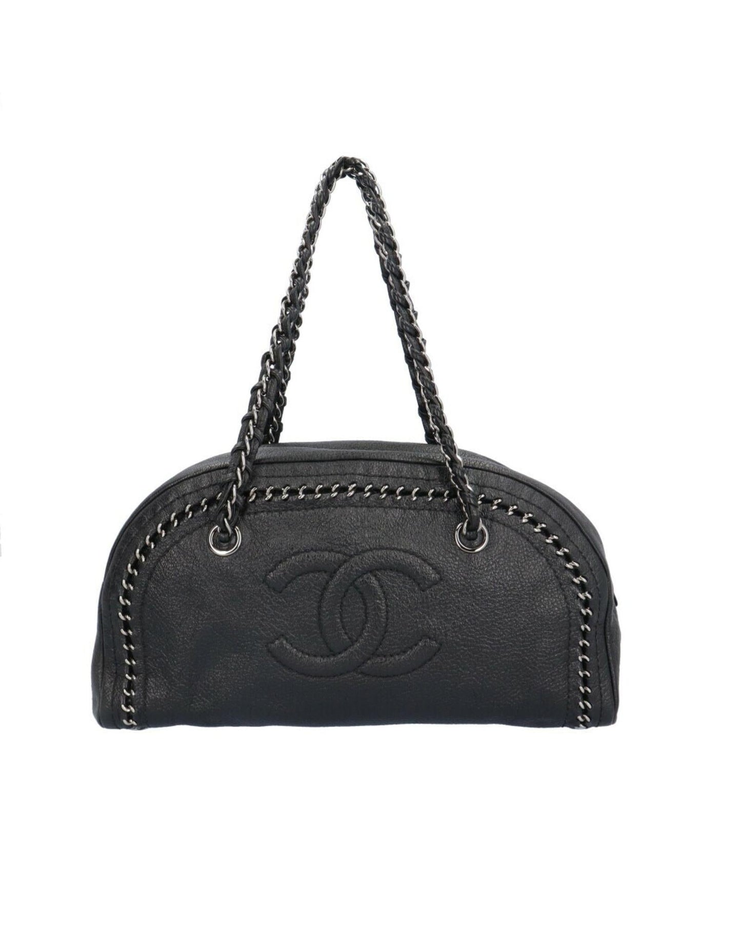 Chanel Chain Bag Black Leather HalfMoon