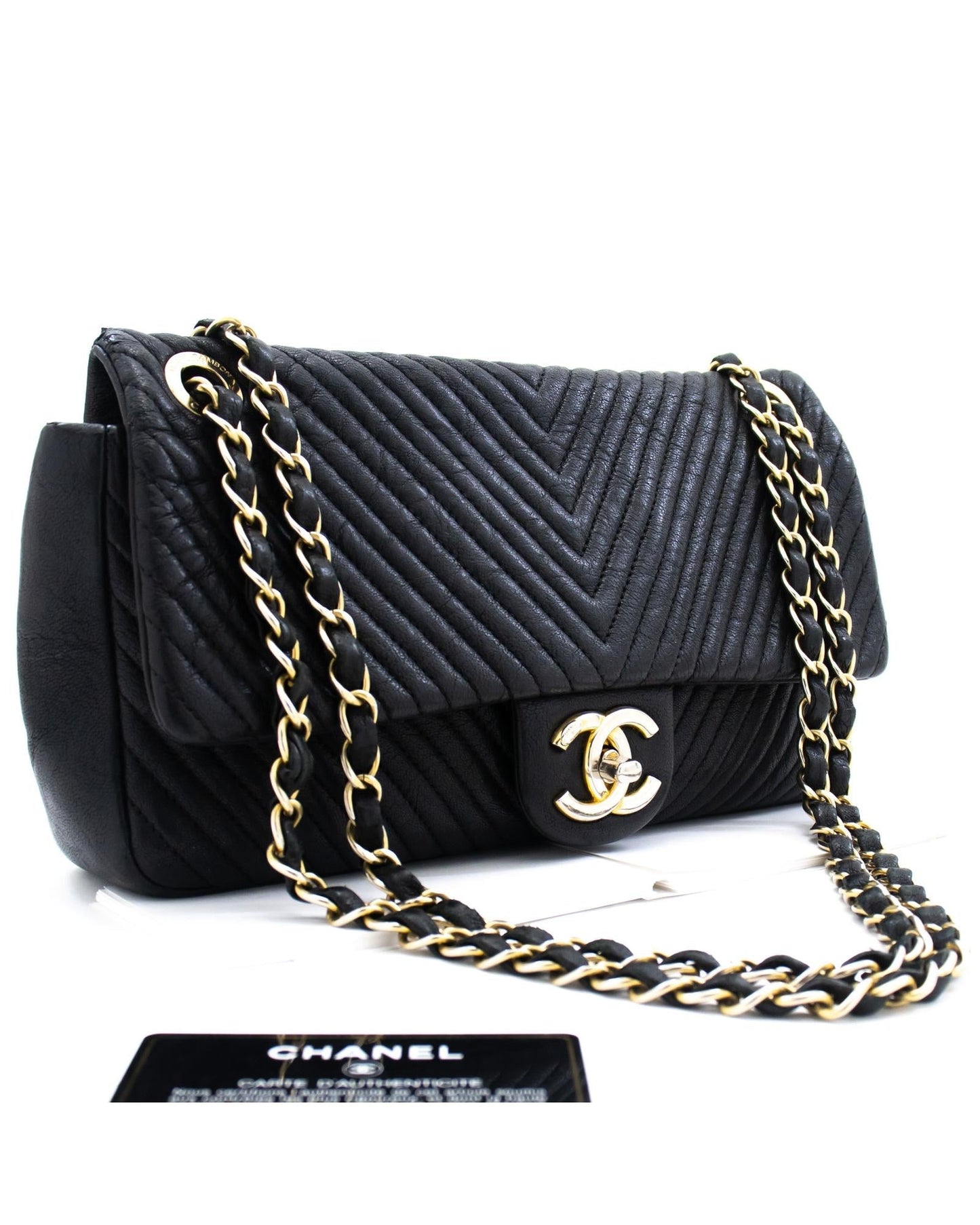 Chanel Chevron Quilted Shoulder Bag Classic Flap