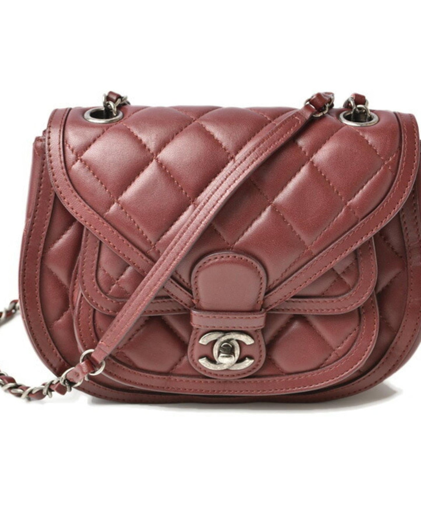 Chanel Quilted Leather Shoulder Bag Burgundy