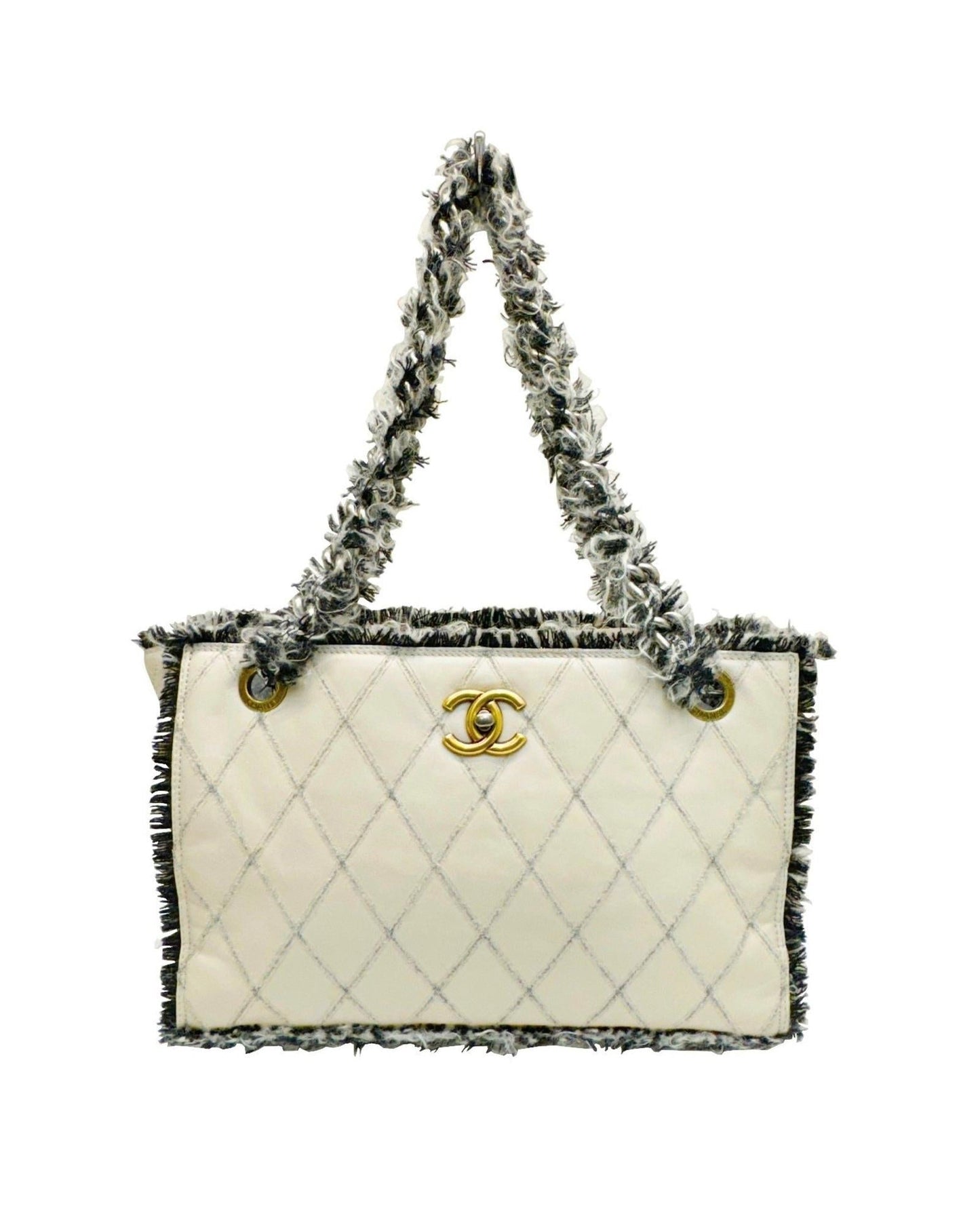 Chanel Quilted Tote Bag ModelTweed Trim Tote