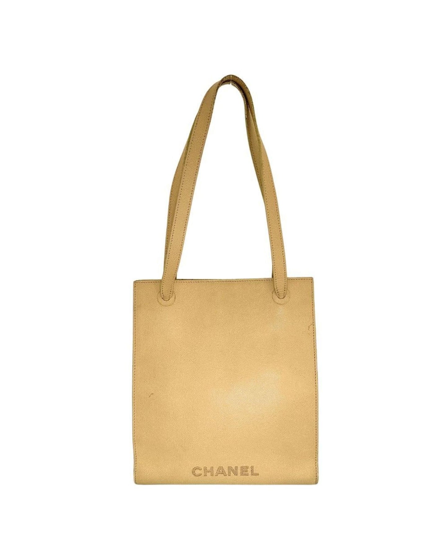 Chanel Classic Tote Bag Beige Leather