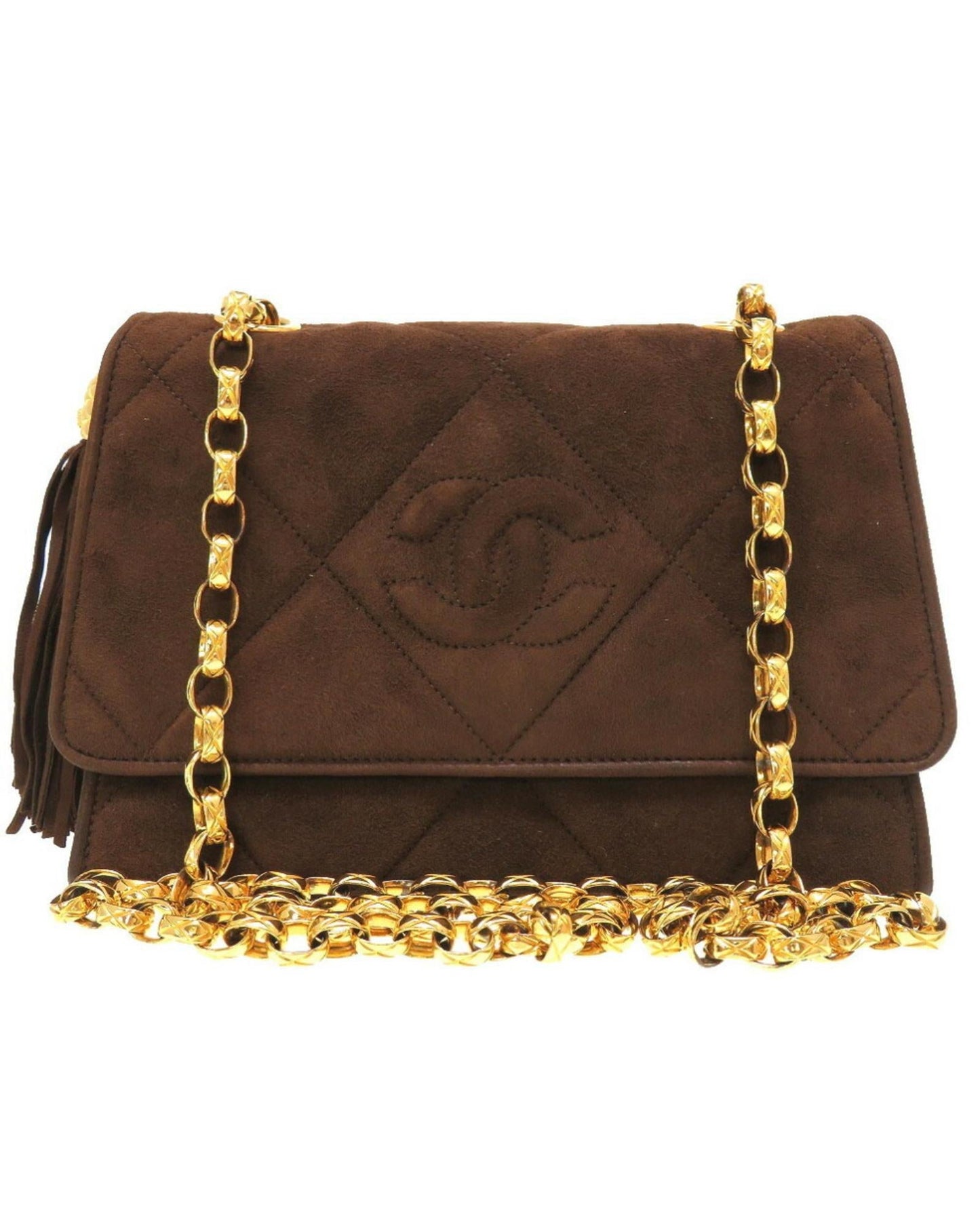 Chanel Vintage Quilted Suede Shoulder Bag