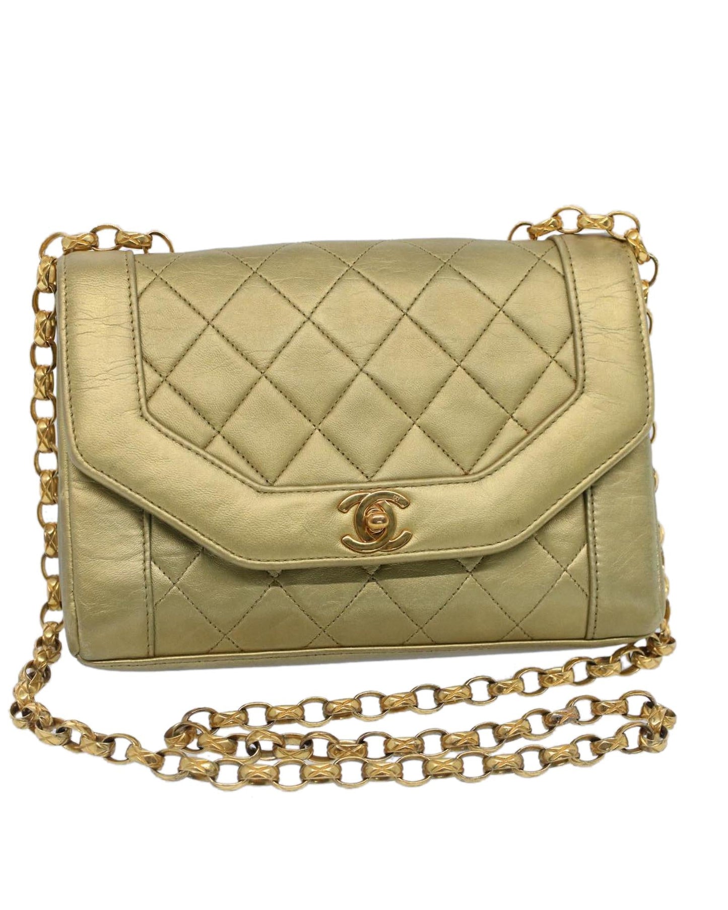Chanel Vintage Quilted Shoulder Bag Gold