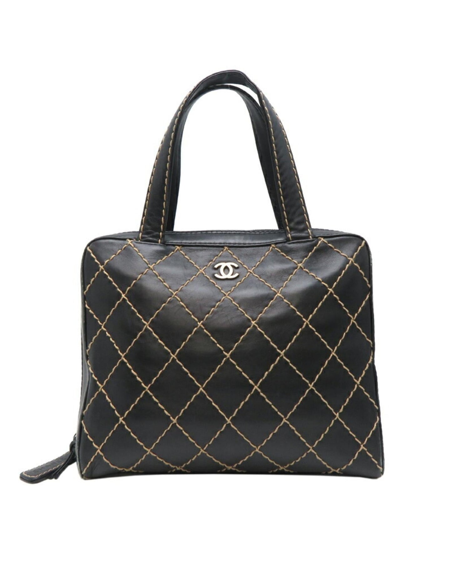 Chanel Elegant Leather Wild Stitch Bag with Dust Bag