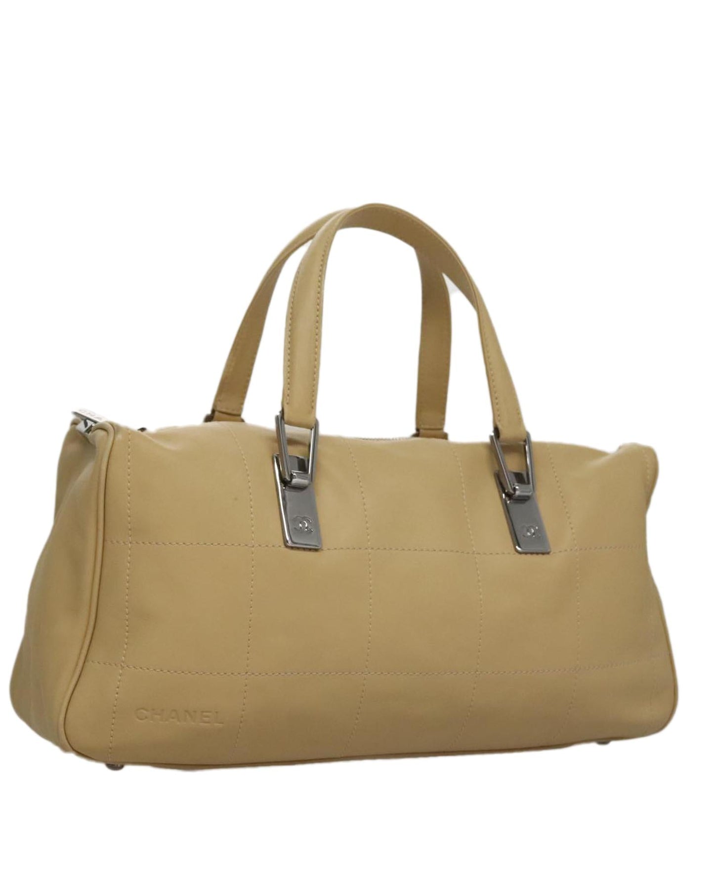 Chanel Quilted Leather Boston Bag Beige