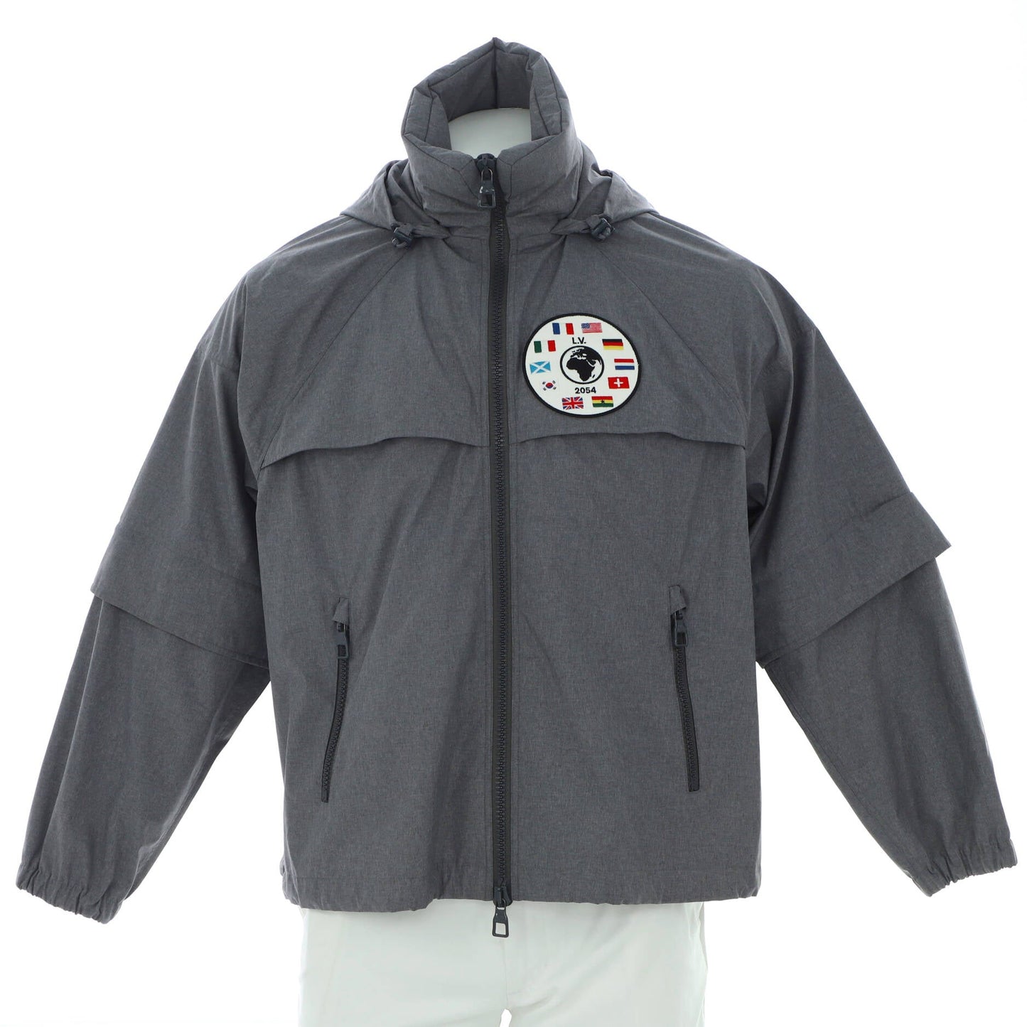 Louis Vuitton Men's Zip Up Flags Patch Windbreaker Polyester