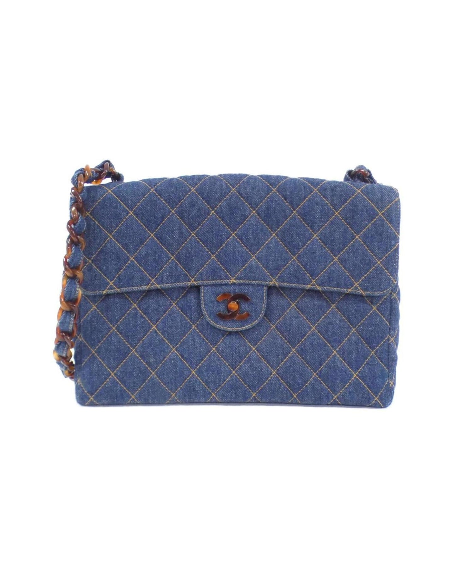 Chanel Denim Quilted Flap Bag with Box and Dust Bag