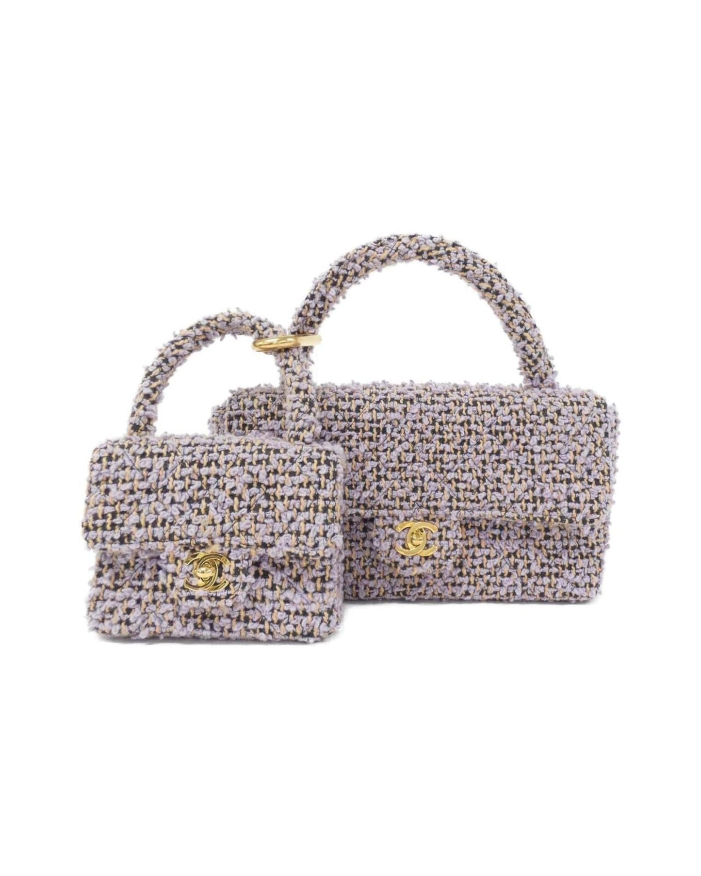 Chanel Tweed Coco Handle Bag with Dust Bag and  Card