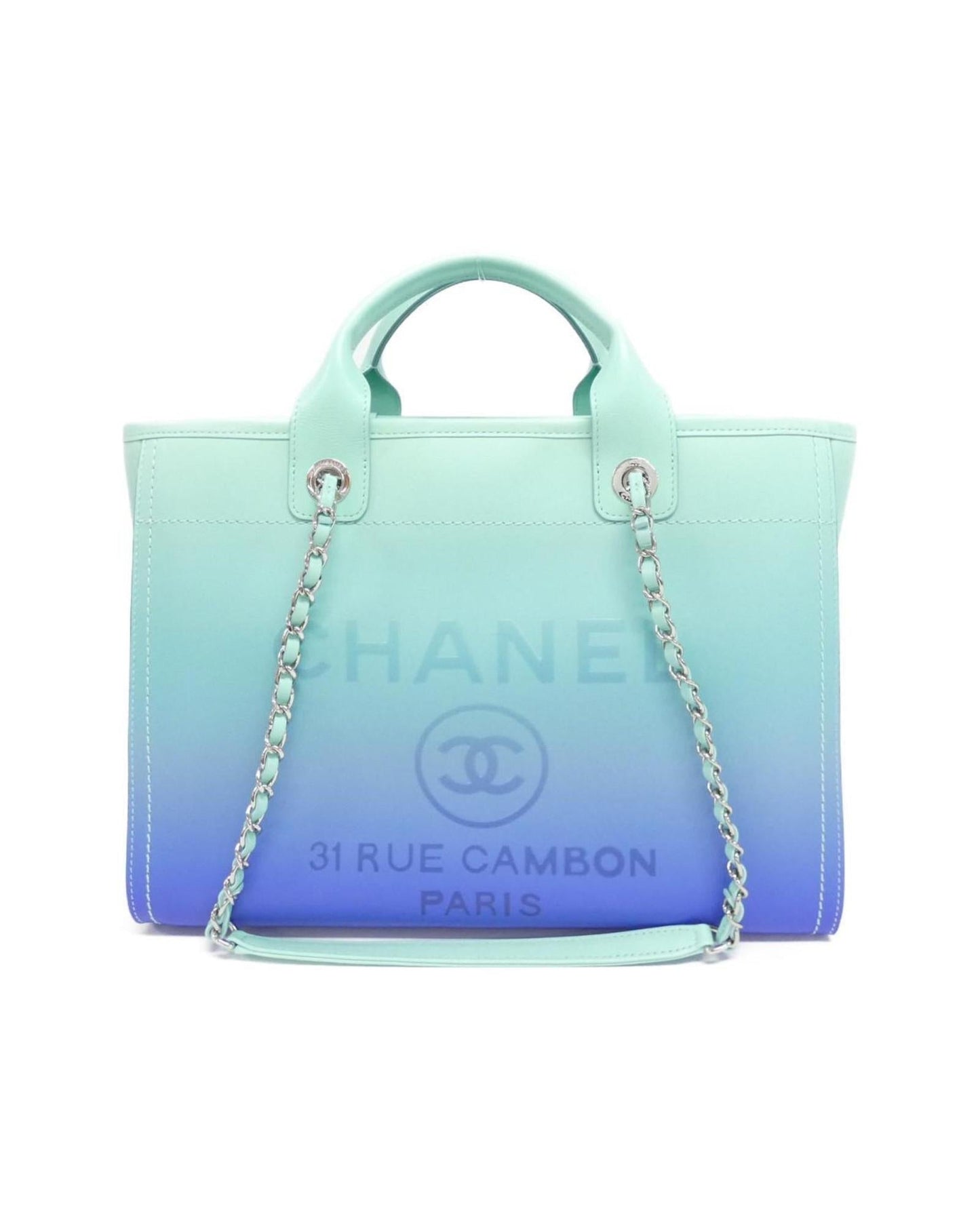 Chanel Leather Deauville Tote with Dust Bag and Pouch