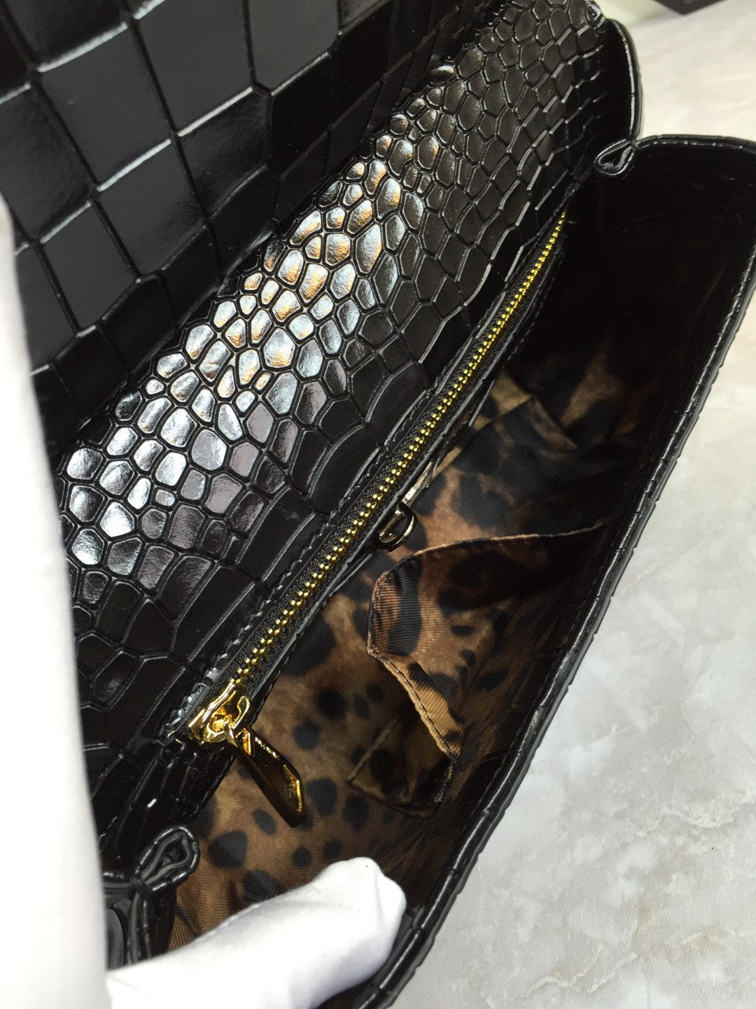 GLAMI MeGLAMIum Sicily Bag In Foiled CrocoGLAMIle-Print Black For Women 10.2in/26cm GLAMI