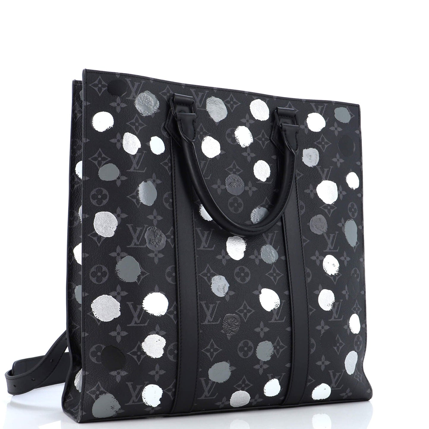 Louis Vuitton Sac Plat Bag Yayoi Kusama Painted Dots Monogram Eclipse Canvas