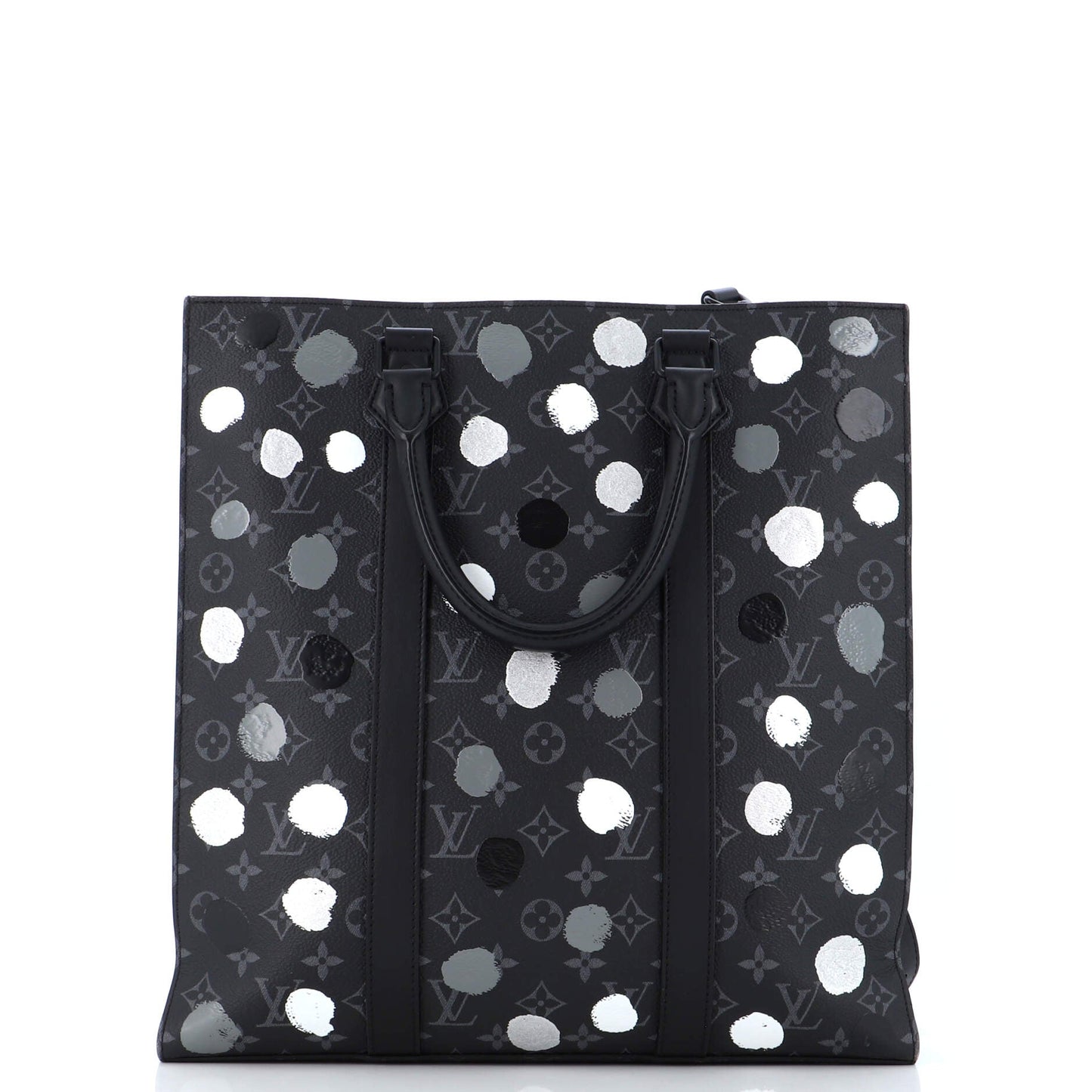 Louis Vuitton Sac Plat Bag Yayoi Kusama Painted Dots Monogram Eclipse Canvas
