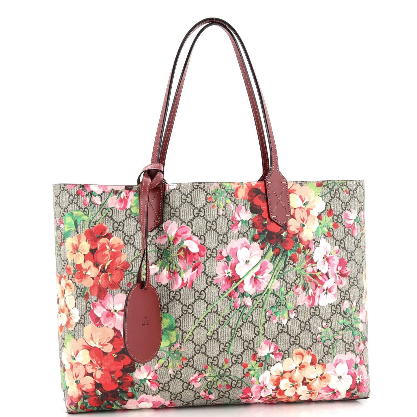 Reversible Tote Blooms GG Print Leather Medium
