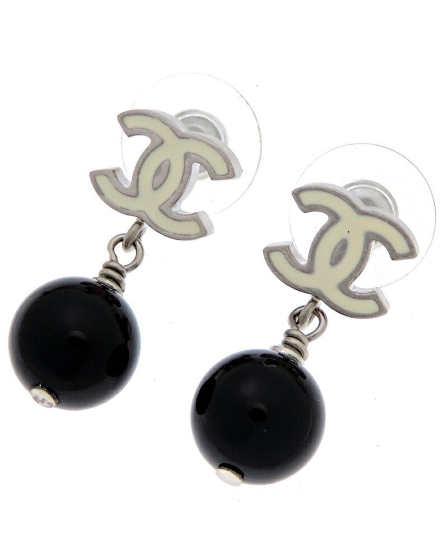 Chanel Coco Mark Plastic Earrings with Box and Dust Bag