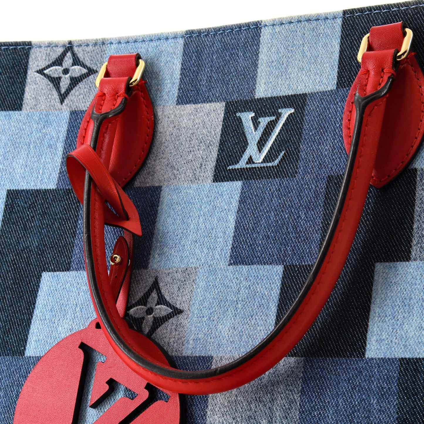 Louis Vuitton OnTheGo Tote Damier and Monogram Patchwork Denim GM