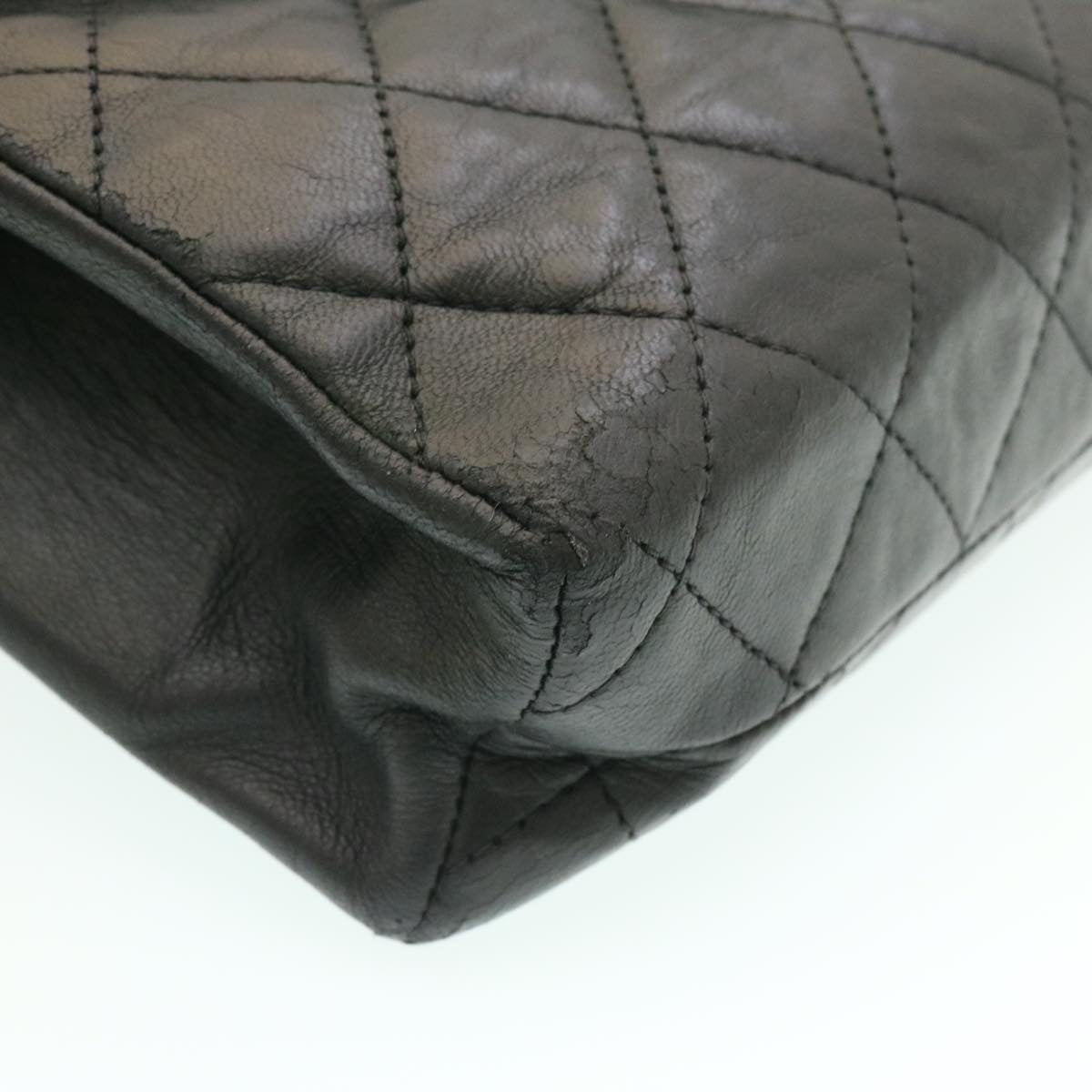 CHANEL Lamb Skin Matelasse Chain Shoulder Bag Black CC 25810A