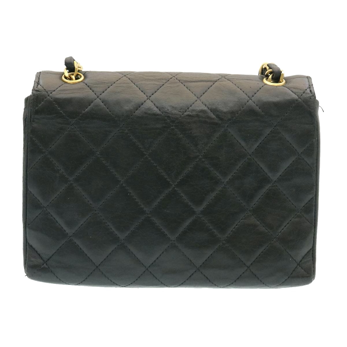 CHANEL Lamb Skin Matelasse Chain Shoulder Bag Black CC 25810A