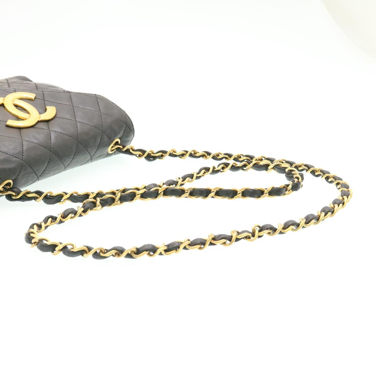 CHANEL Lamb Skin Matelasse Chain Shoulder Bag Black CC 25810A