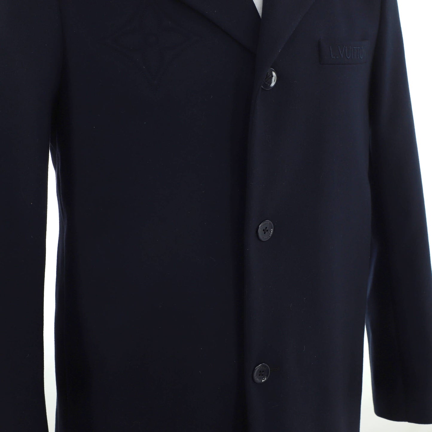 Louis Vuitton Men's Flower Embossed Coat Wool Blend