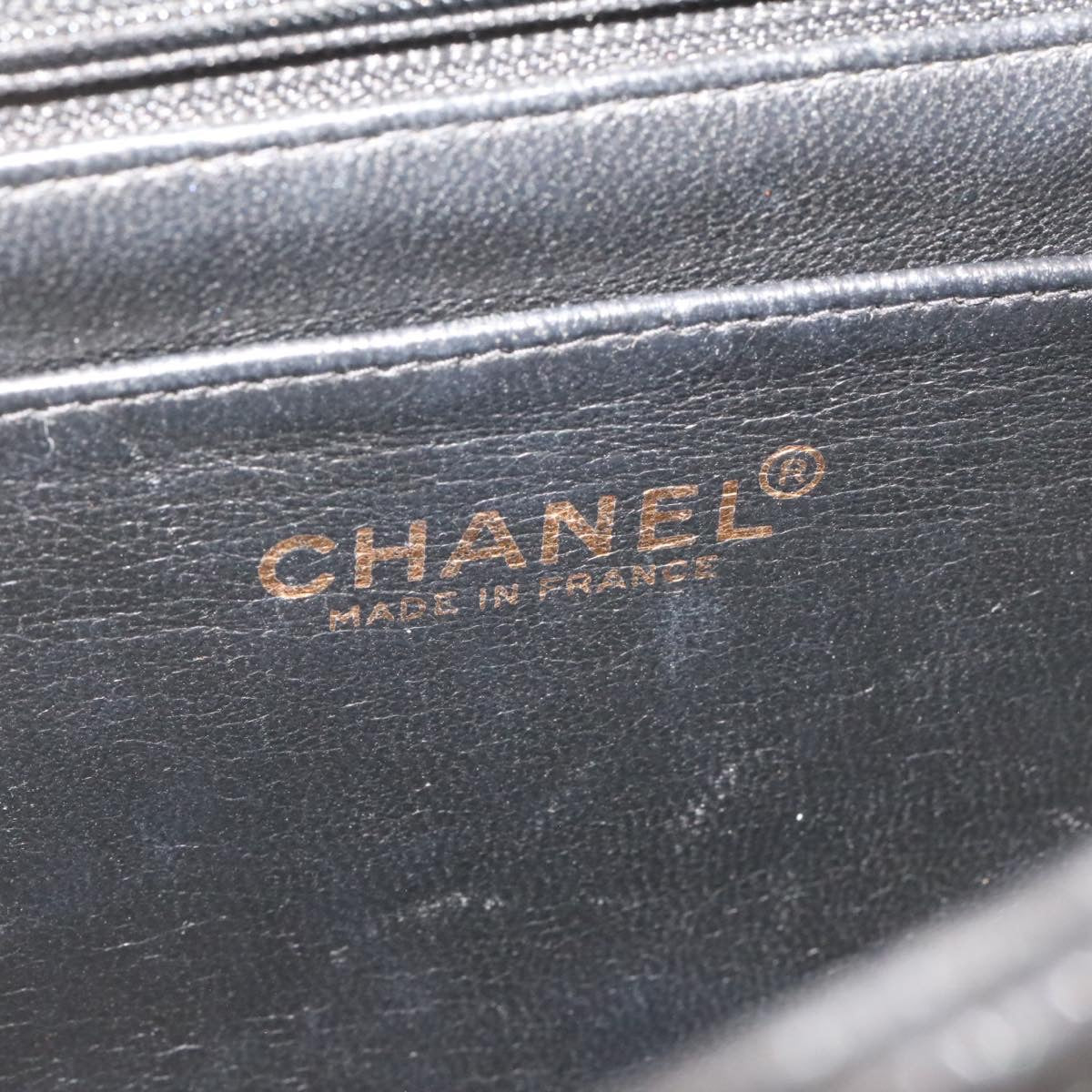 CHANEL Big Matelasse Flap Chain Shoulder Bag Caviar Skin Black Gold 25984A