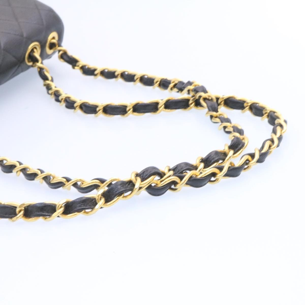 CHANEL Big Matelasse Flap Chain Shoulder Bag Caviar Skin Black Gold 25984A