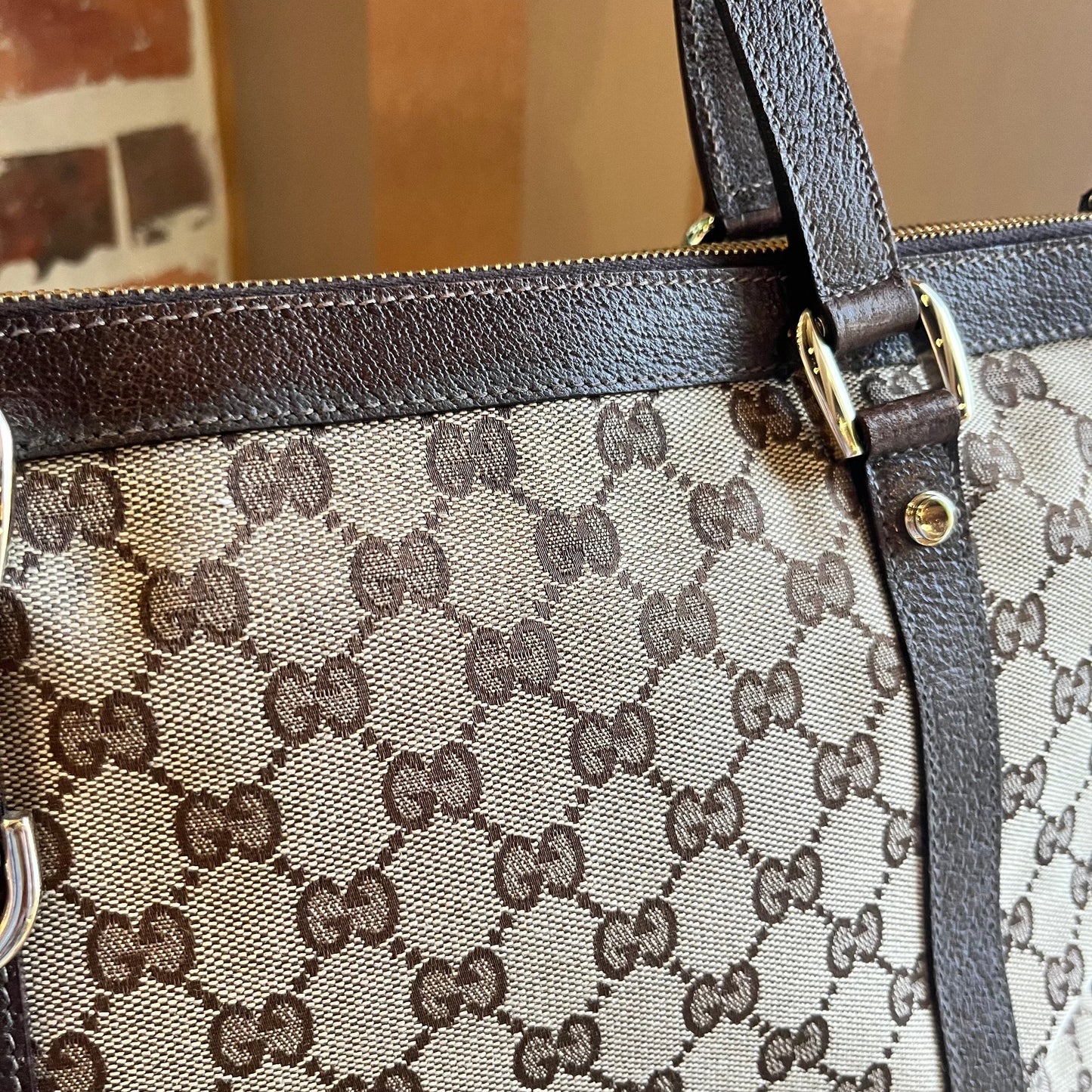 GUCCI Abbey Medium GG Monogram Canvas Tote Bag