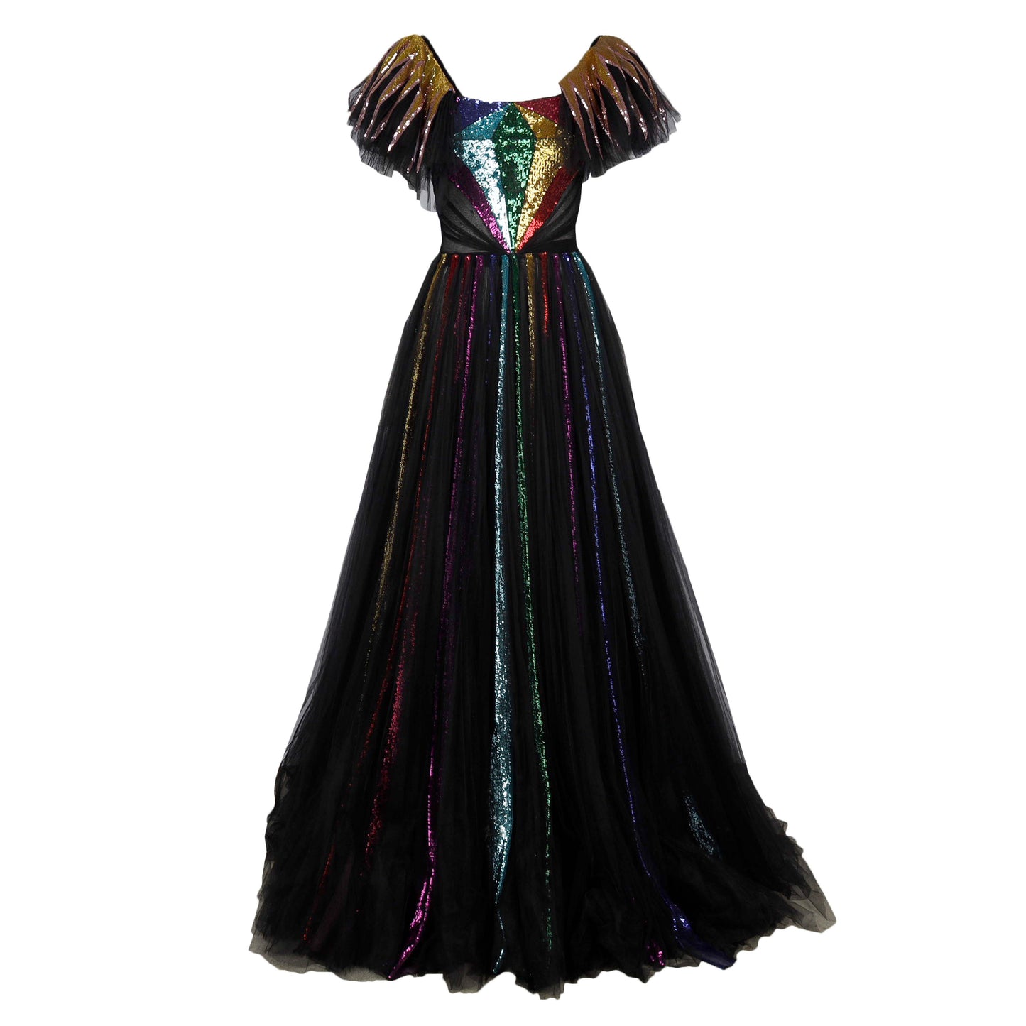 GLM-- Embroidered Sequin Tulle Gown - '10s