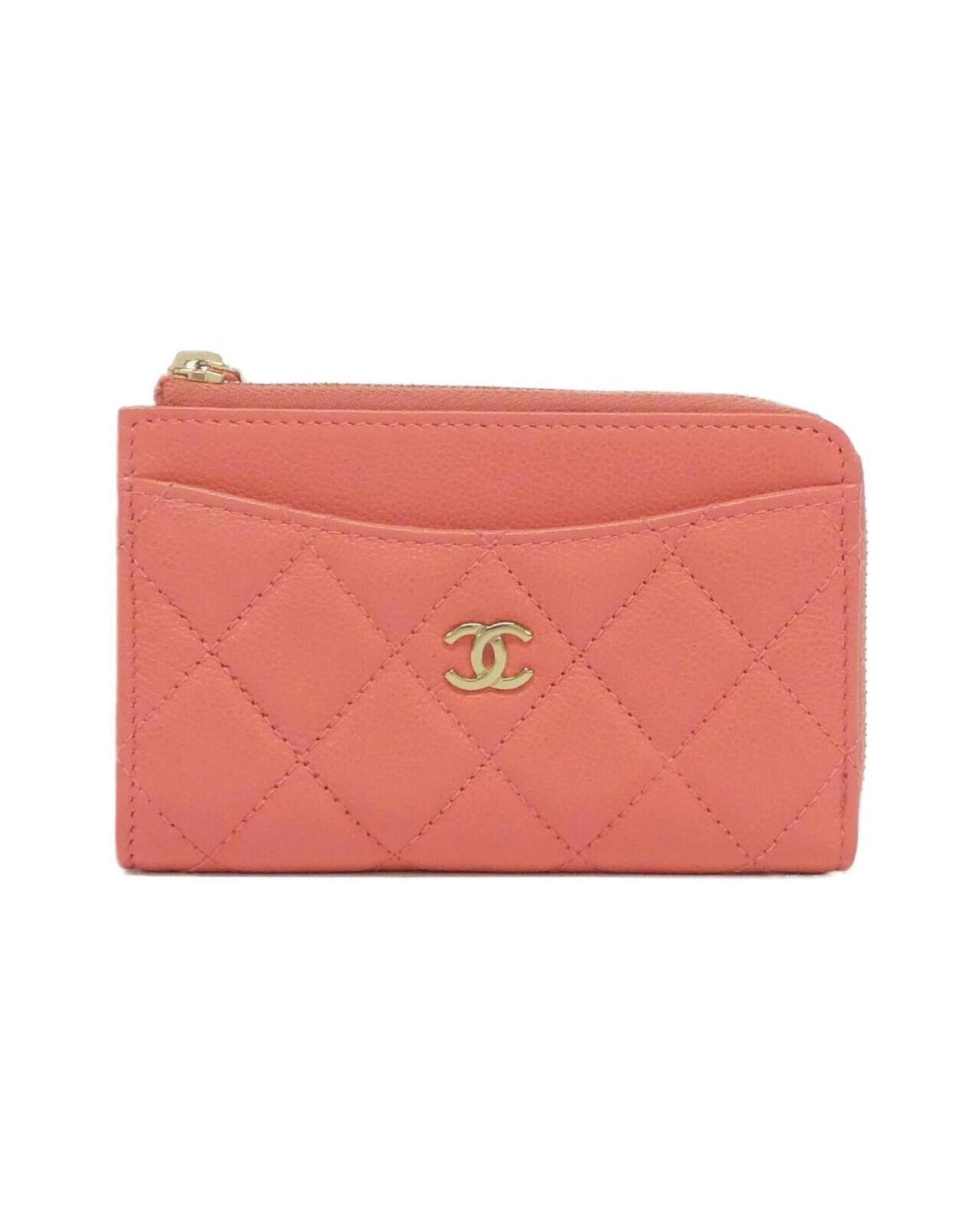 Chanel Leather Zip Around Wallet with Box and Dust Bag