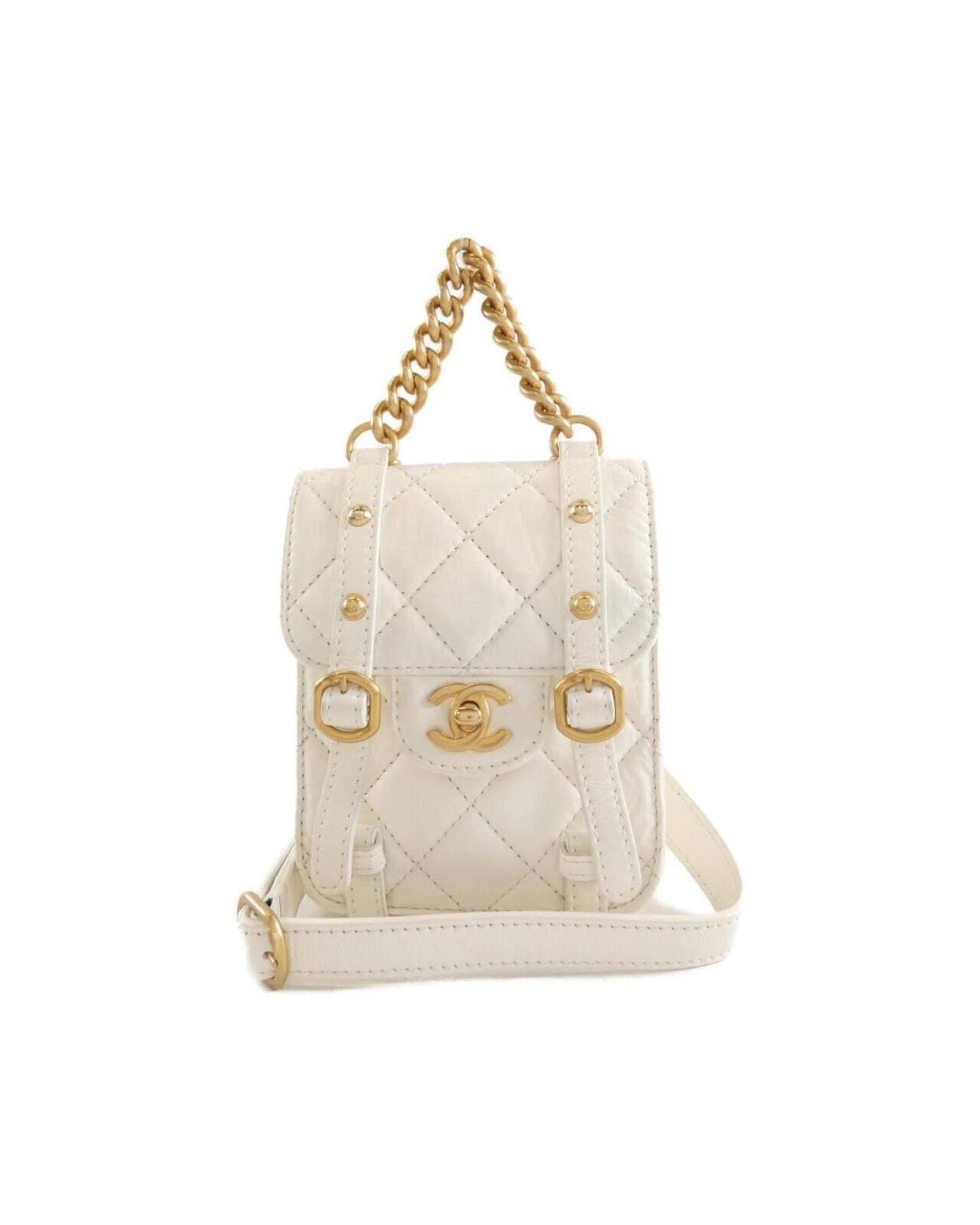 Chanel Mini Flap Leather Bag with Metal Fittings and Handle