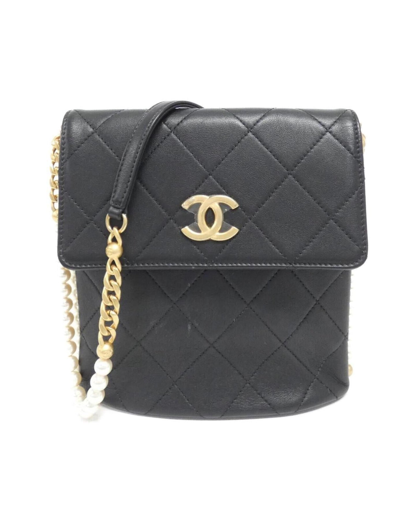 Chanel Luxury Leather Pearl Bag with Dust Bag