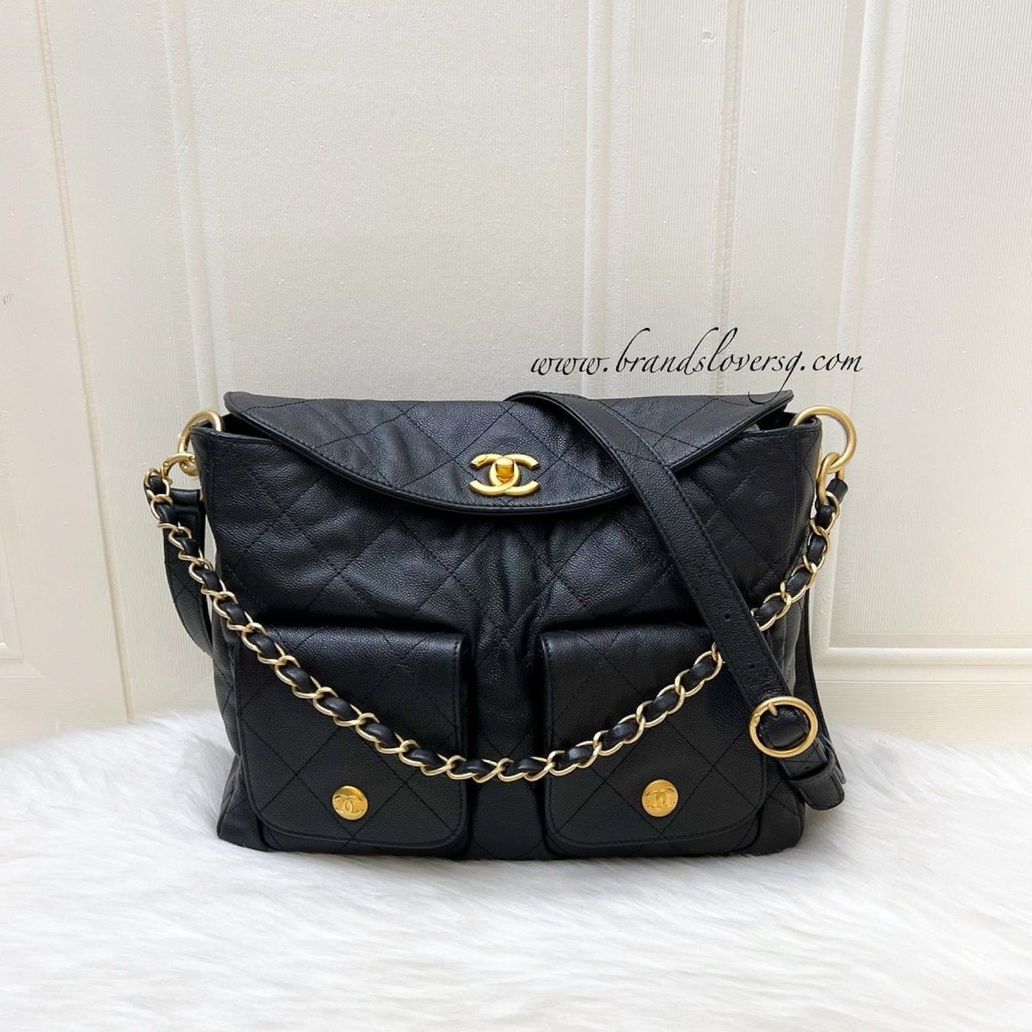 GLM-25P Maxi Hobo Bag in Black Caviar and AGHW (Model: AS5385)