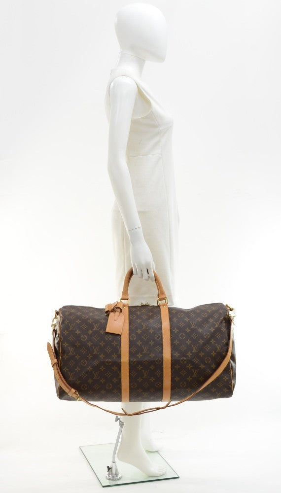 Louis Vuitto Monogram Canvas Keepall 55 Bandouliere Duffel Bag with Strap