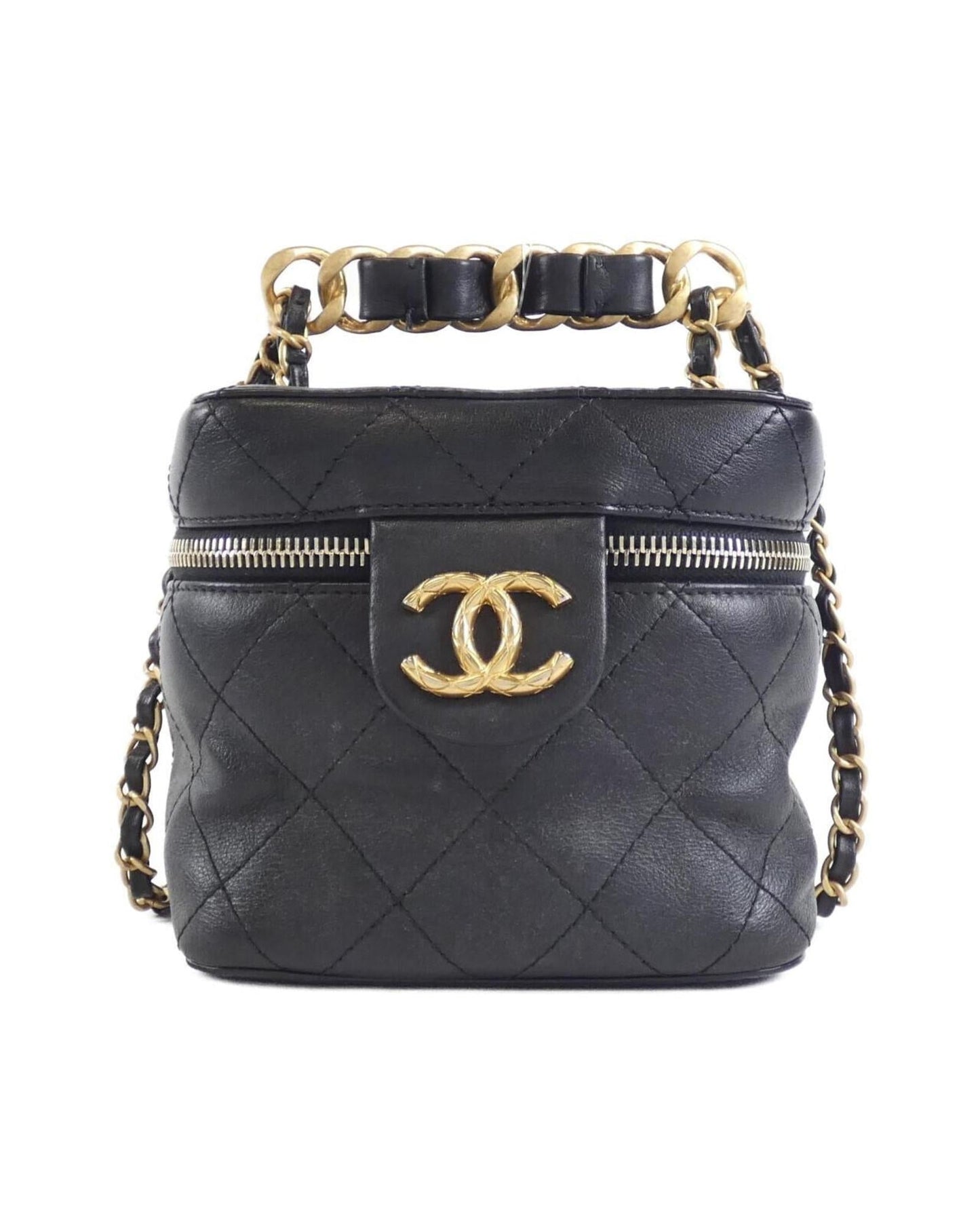 Chanel Leather Vanity Bag with Dust Bag and Mirror