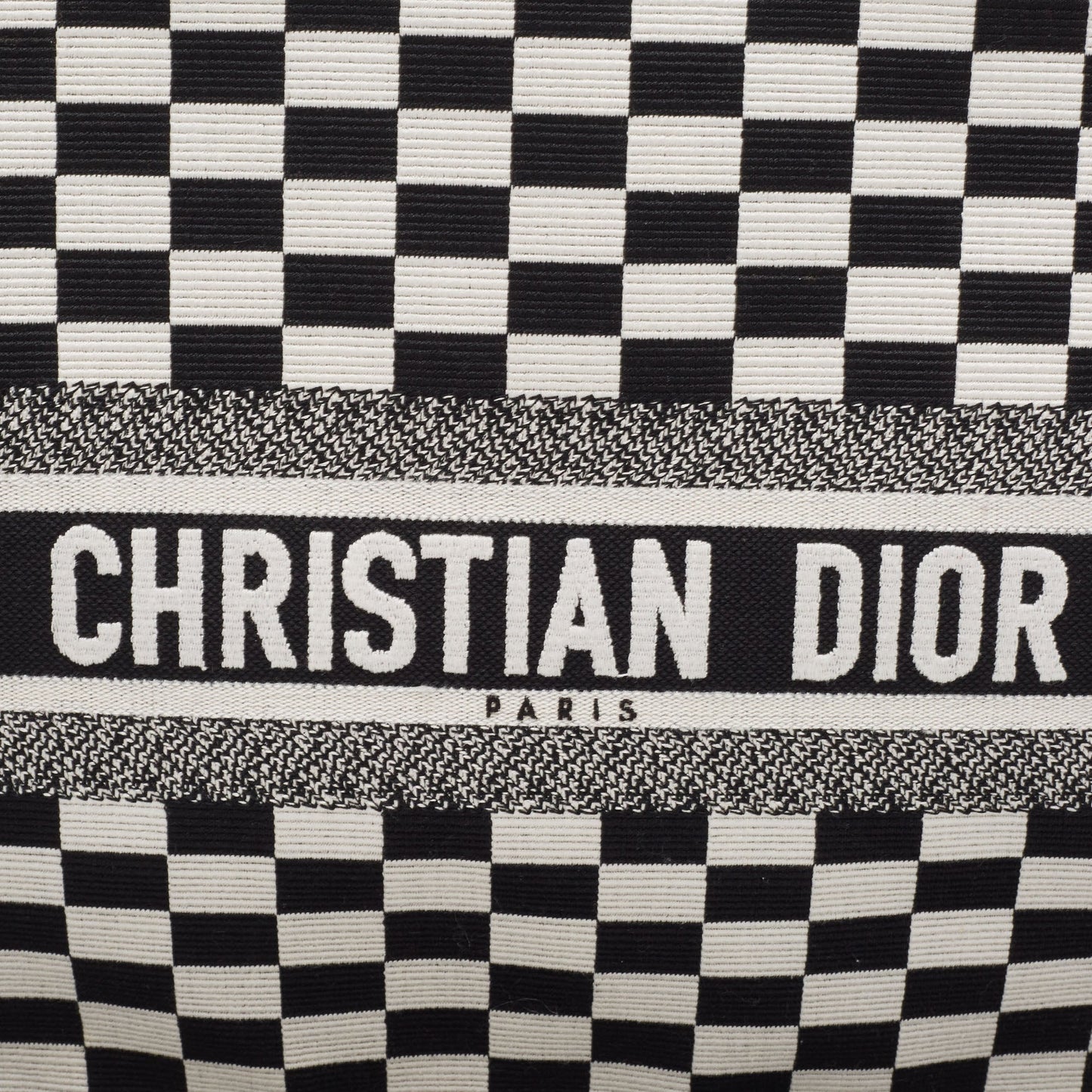 Dior  Checkered Embroidered Canvas Large Book Tote