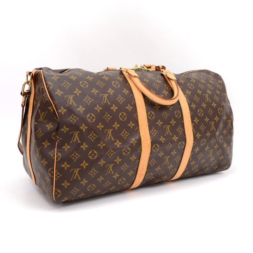 Louis Vuitto Monogram Canvas Keepall 55 Bandouliere Duffel Bag with Strap